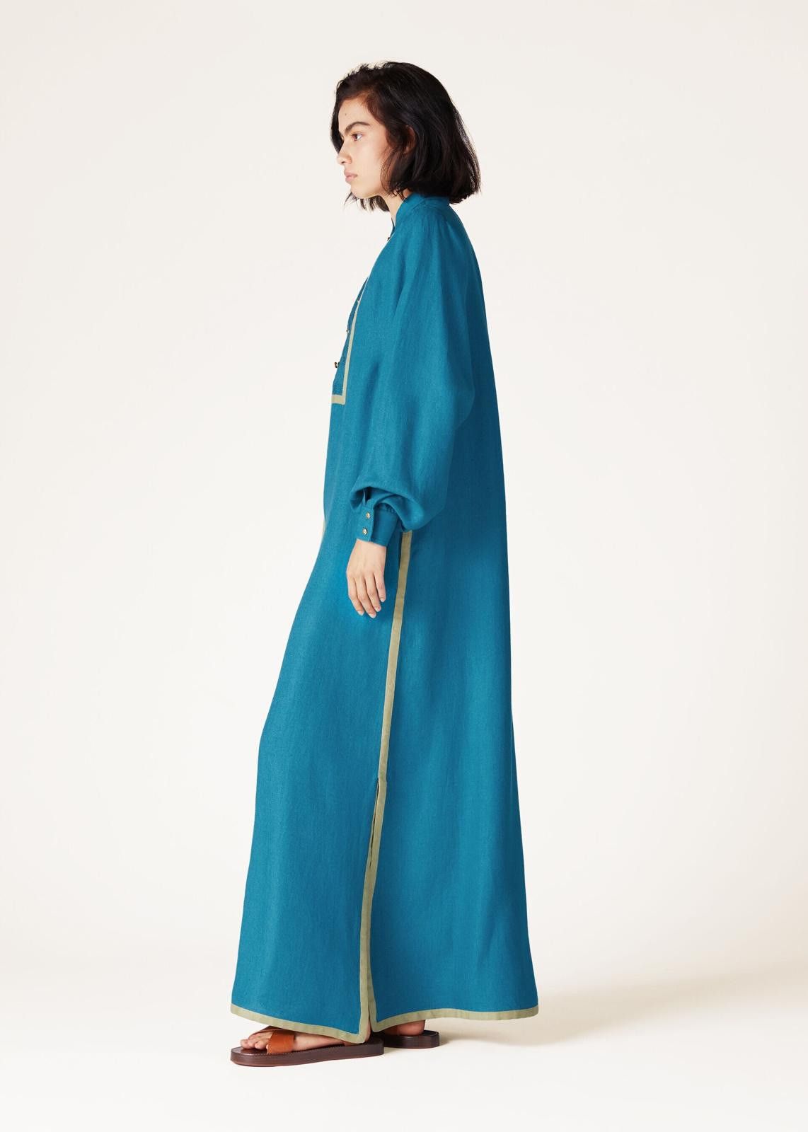 Loro Piana o1srvl11e0125 FAN8388 Janine Embroidered Dress in Blue Size XS / US 0-2 / IT 36-38 - 3 Thumbnail