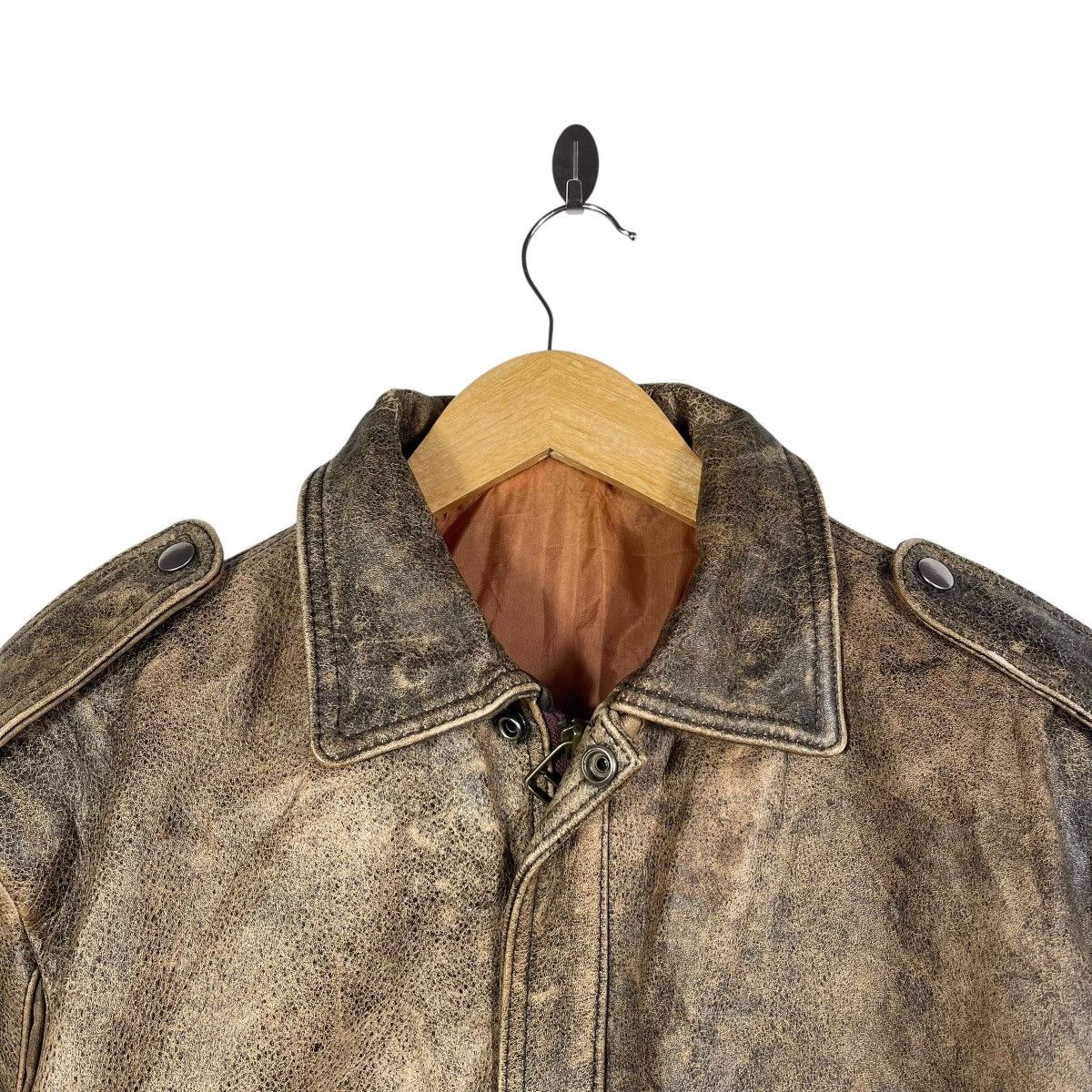 Vintage Vintage Distressed Leather Aviator Flight Jacket Brown Size US M / EU 48-50 / 2 - 3 Thumbnail