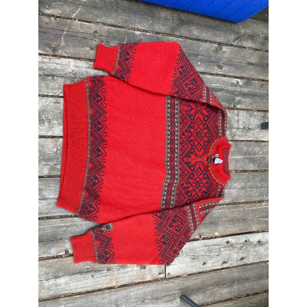 Dale Of Norway VINTAGE 1995 DALE OF NORWAY EMBROIDERED PEACE SWEATER RED W Size US L / EU 52-54 / 3 - 5 Thumbnail