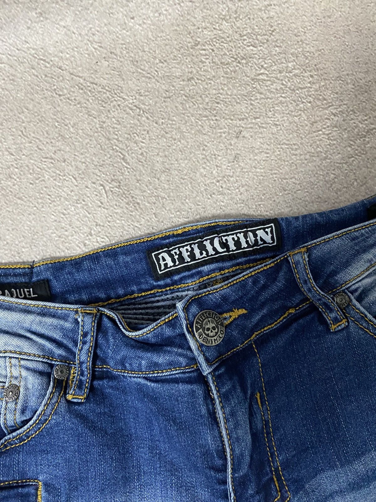 Affliction × Japanese Brand Affliction balmain bike style jeans pants y2k Size 29" - 5 Thumbnail