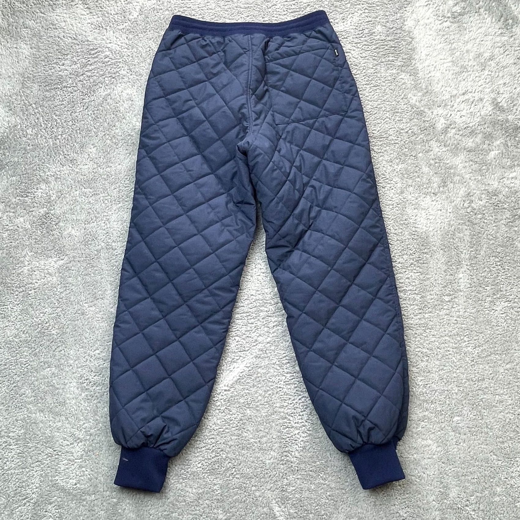 Vintage Not So Ape Pants Men Medium Blue Puffer Quilted Insulated Tapered Leg Drawstring Size US 31 - 6 Thumbnail