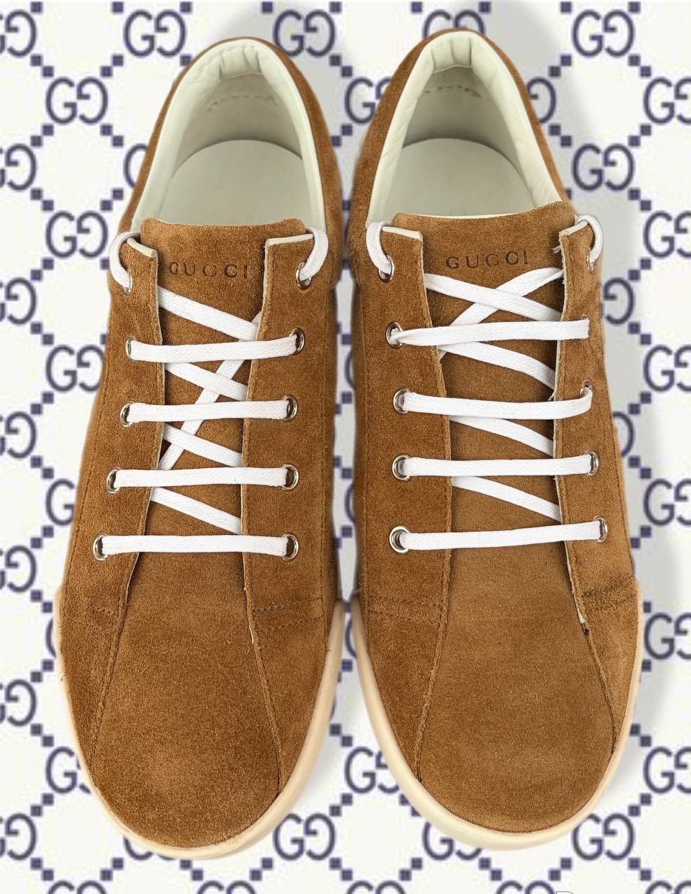 Gucci Gucci Script Logo Shoes Men's Size 41 Brown Suede Sneakers Size US 8 / EU 41 - 6 Thumbnail