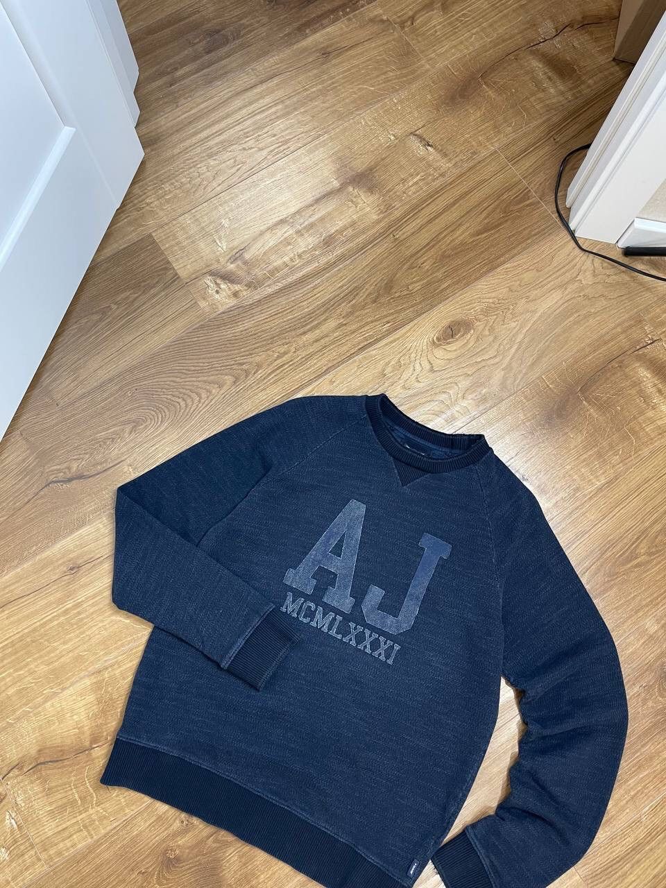 Armani × Vintage Vintage Armani Jeans Blue Big Logo Y2K Style Sweatshirt Size US XL / EU 56 / 4 - 3 Thumbnail