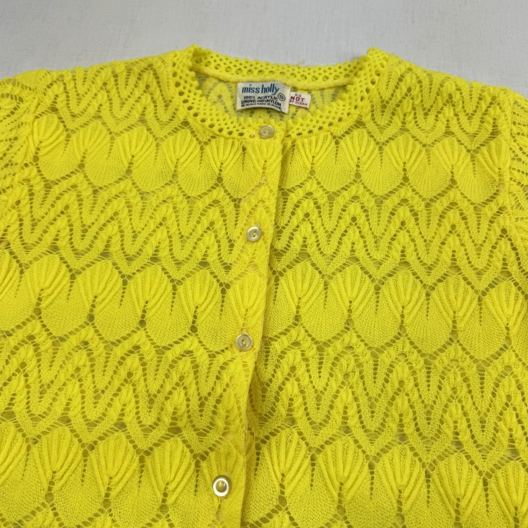 Vintage VINTAGE Miss Holly Cardigan Shirt 1960s Yellow Lace L Womens Size L / US 10 / IT 46 - 2 Thumbnail