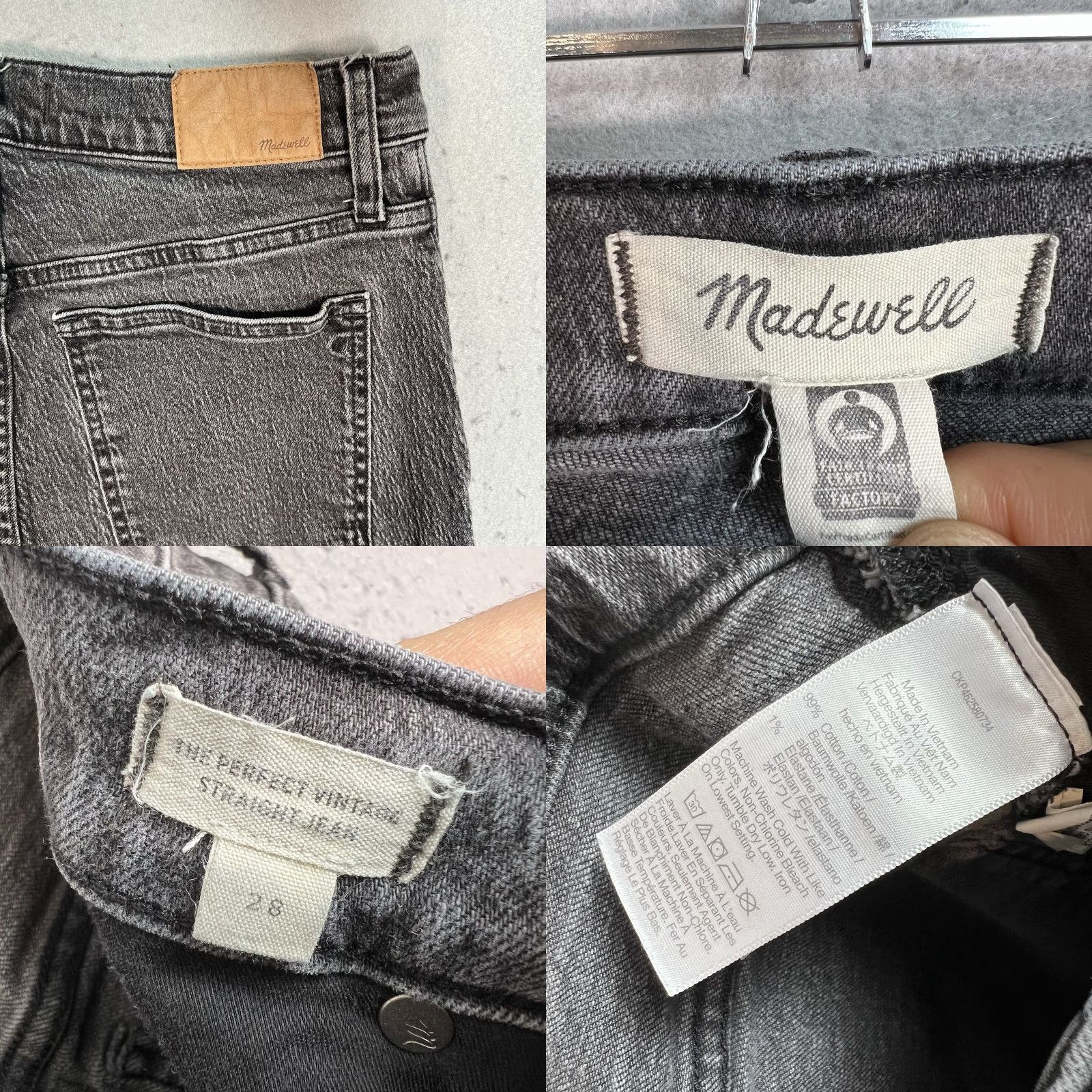Madewell VINTAGE Madewell The Perfect Vintage Jean Black Women 28 Tapered Leg Raw Hem Womens Size 28" / US 6 / IT 42 - 8 Thumbnail