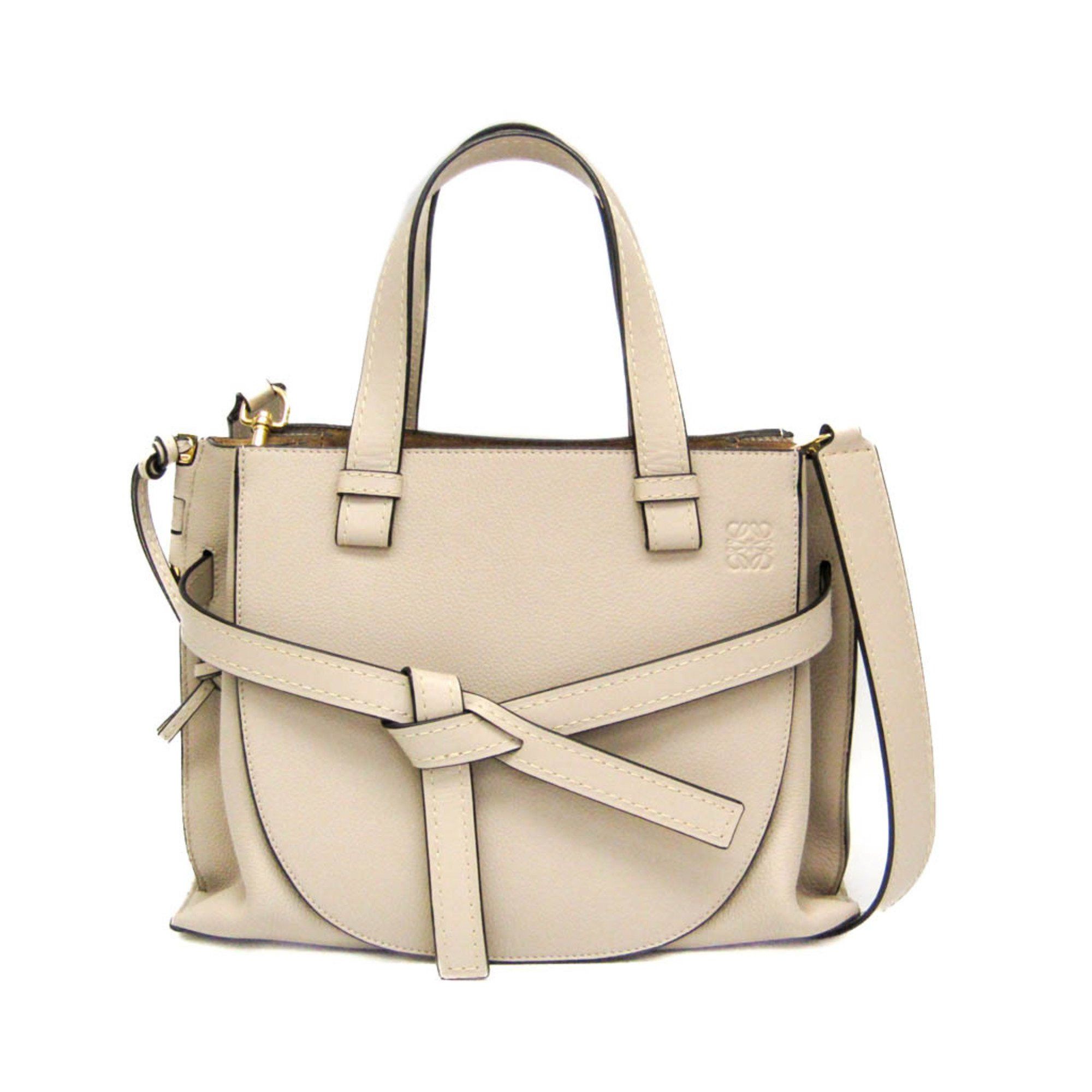 Loewe Gate Top Handle Bag Mini 321.12.z99 Women's Leather Shoulder Bag,tote Bag Light Beige