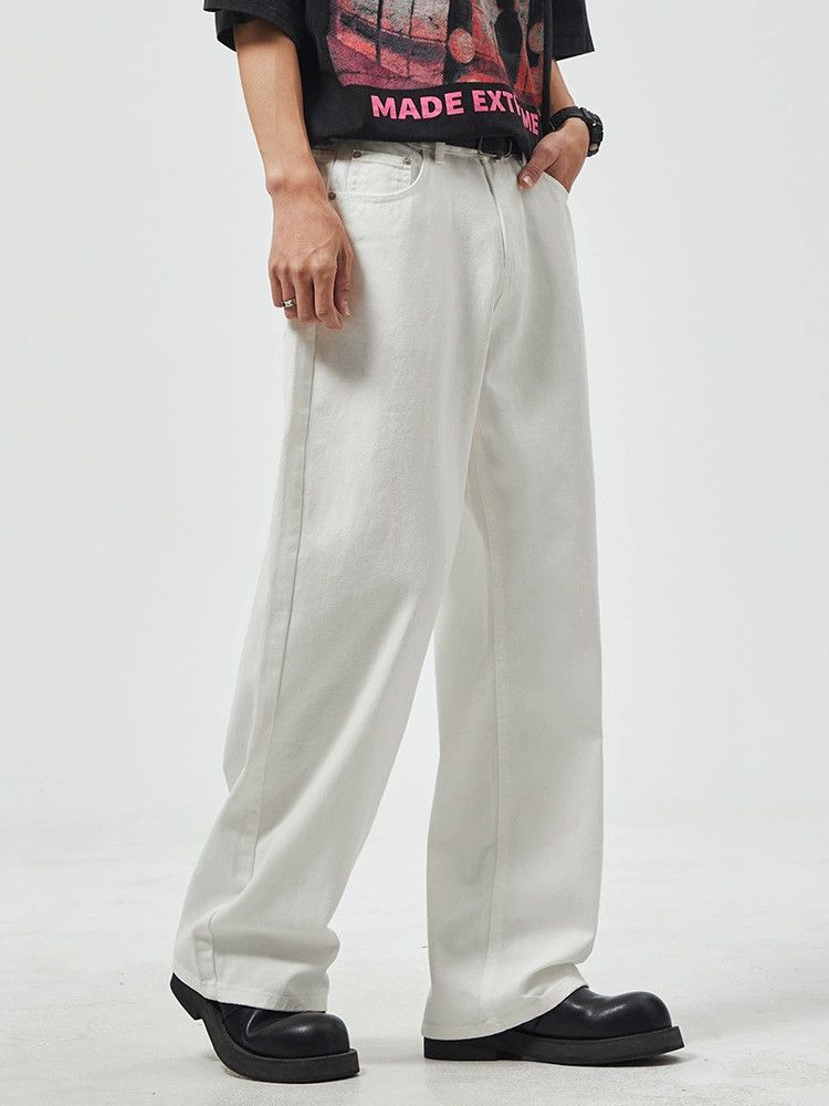 Jean White men's American high street retro straight loose jeans Size US 32 / EU 48 - 3 Thumbnail
