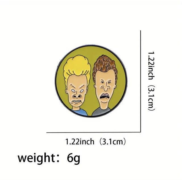 Mtv Beavis and Butthead enamel pin NEW Big Face MTV Metal Size ONE SIZE - 3 Thumbnail