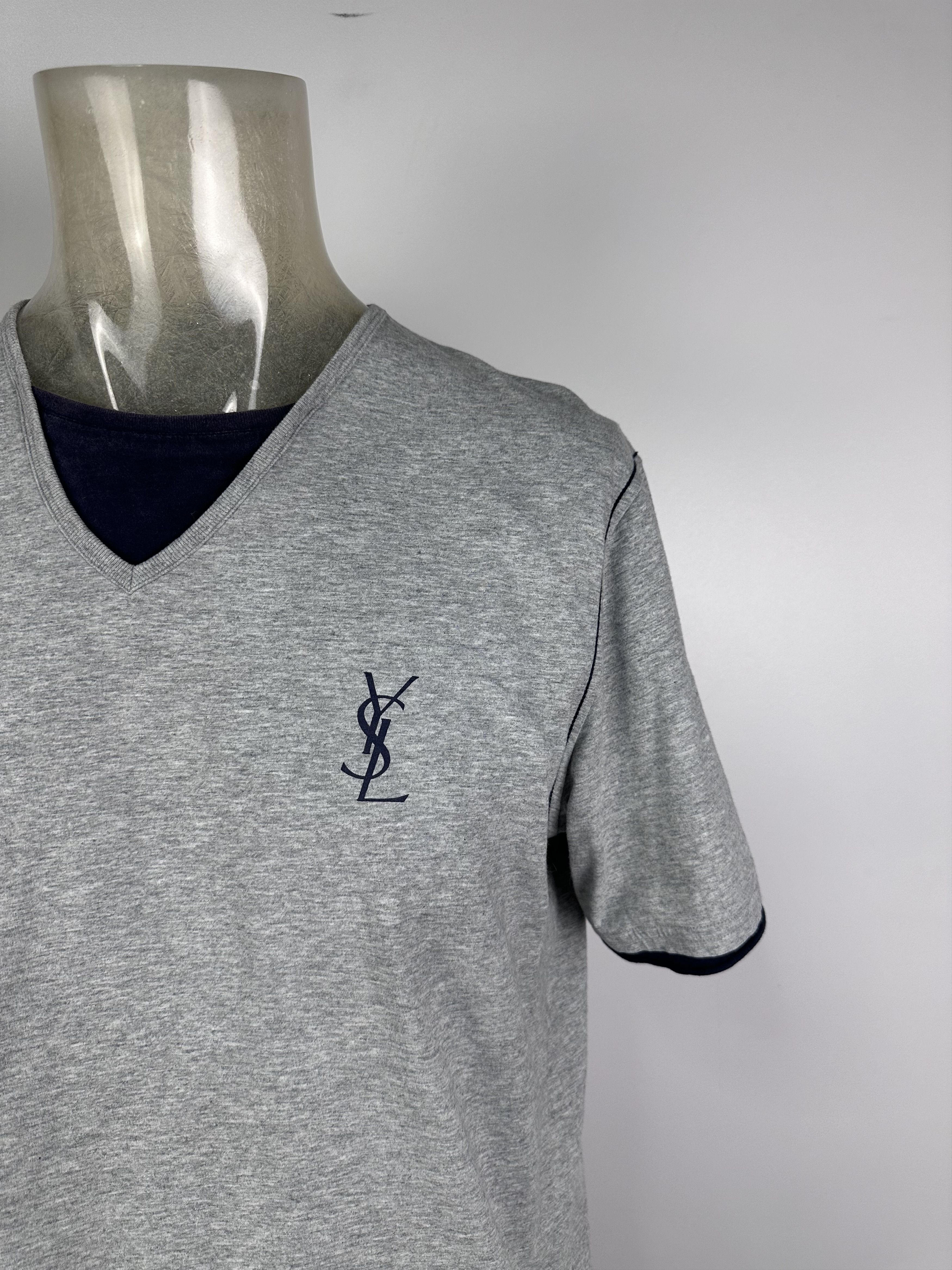 Vintage × Yves Saint Laurent Yves Saint Laurent T Shirt Logo Gray Blue Size L Mens Size US L / EU 52-54 / 3 - 2 Thumbnail