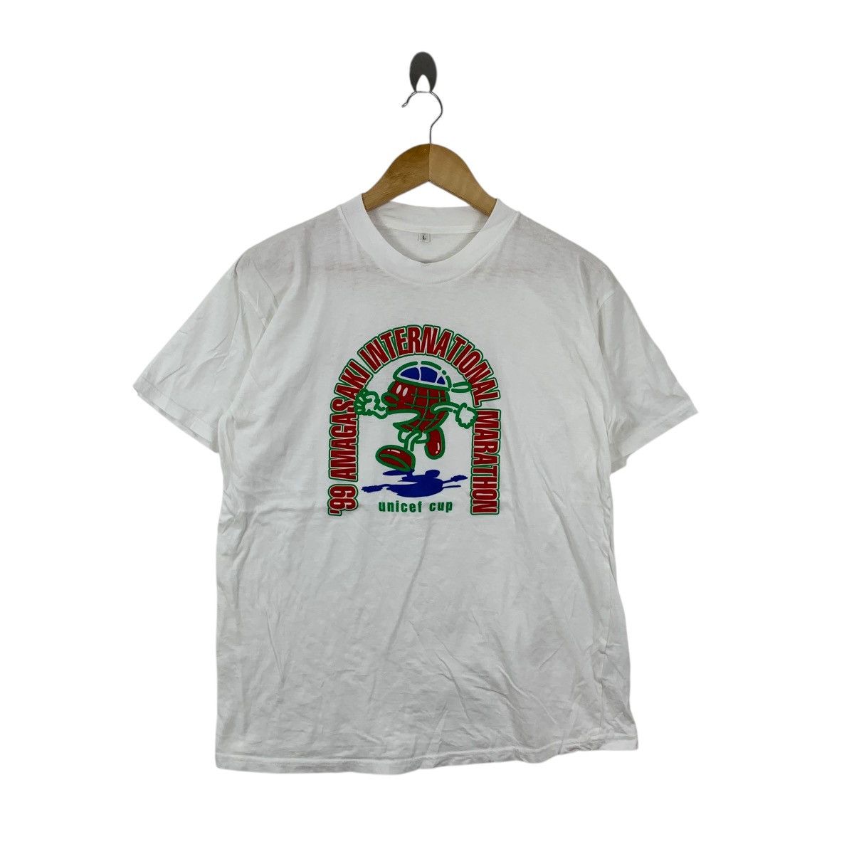 Vintage Vintage 1999 AMAGASAKI UNICEF MARATHON Japan Tee Shirt Top Size L / US 10 / IT 46 - 3 Thumbnail