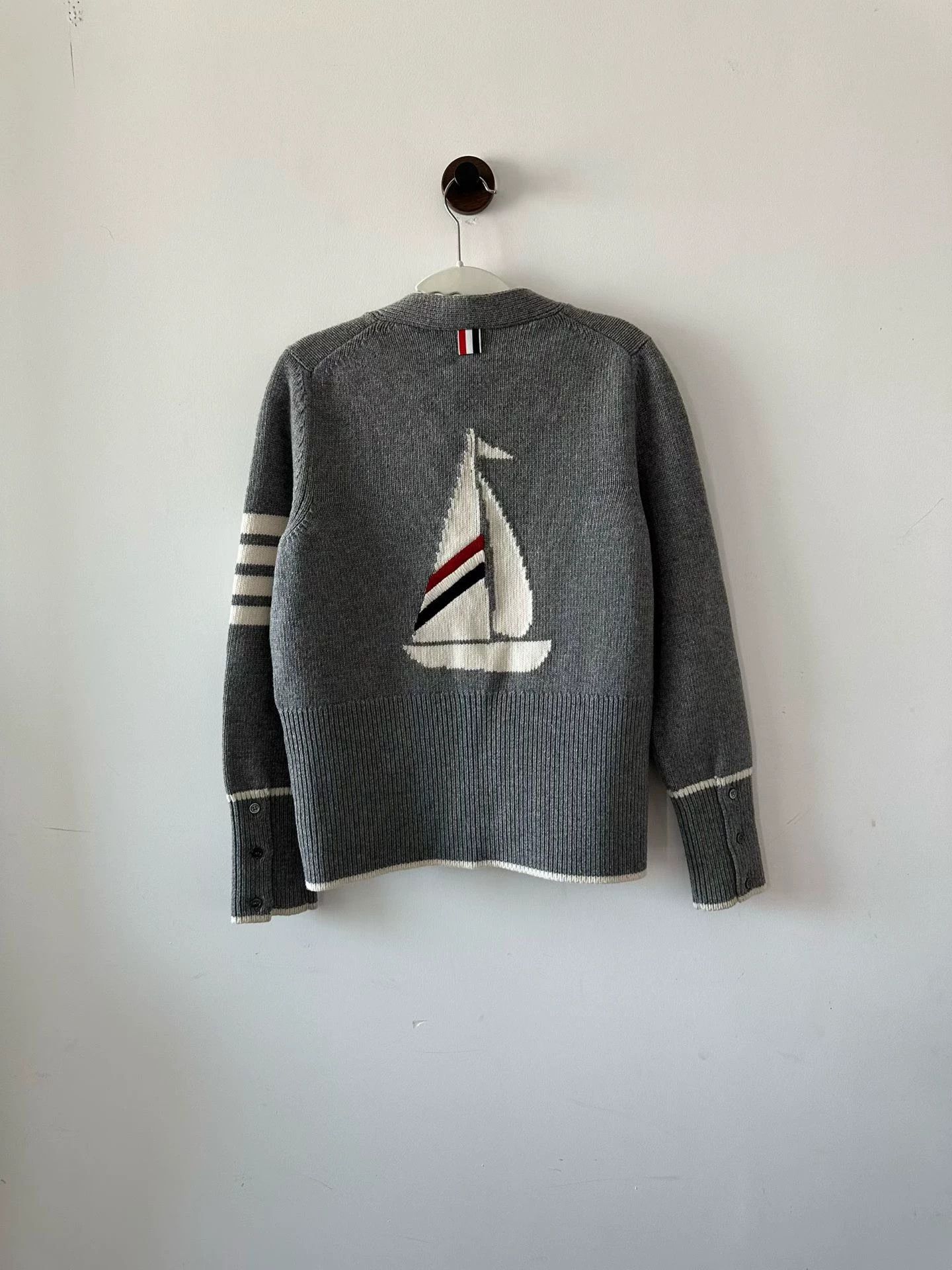 Thom Browne Thom Browne Sailboat Wool Cardigan Size 40 Size US XXS / EU 40 - 2 Thumbnail