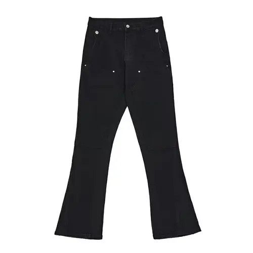 image of Vintage Vibe Double Knee Carpenter Flared Jeans in Black, Men's (Size 32)