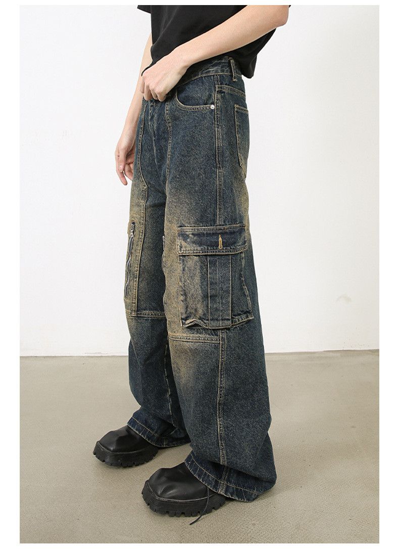 Japanese Brand × Jean Washed distressed multi-pocket cargo jeans Size US 32 / EU 48 - 4 Thumbnail
