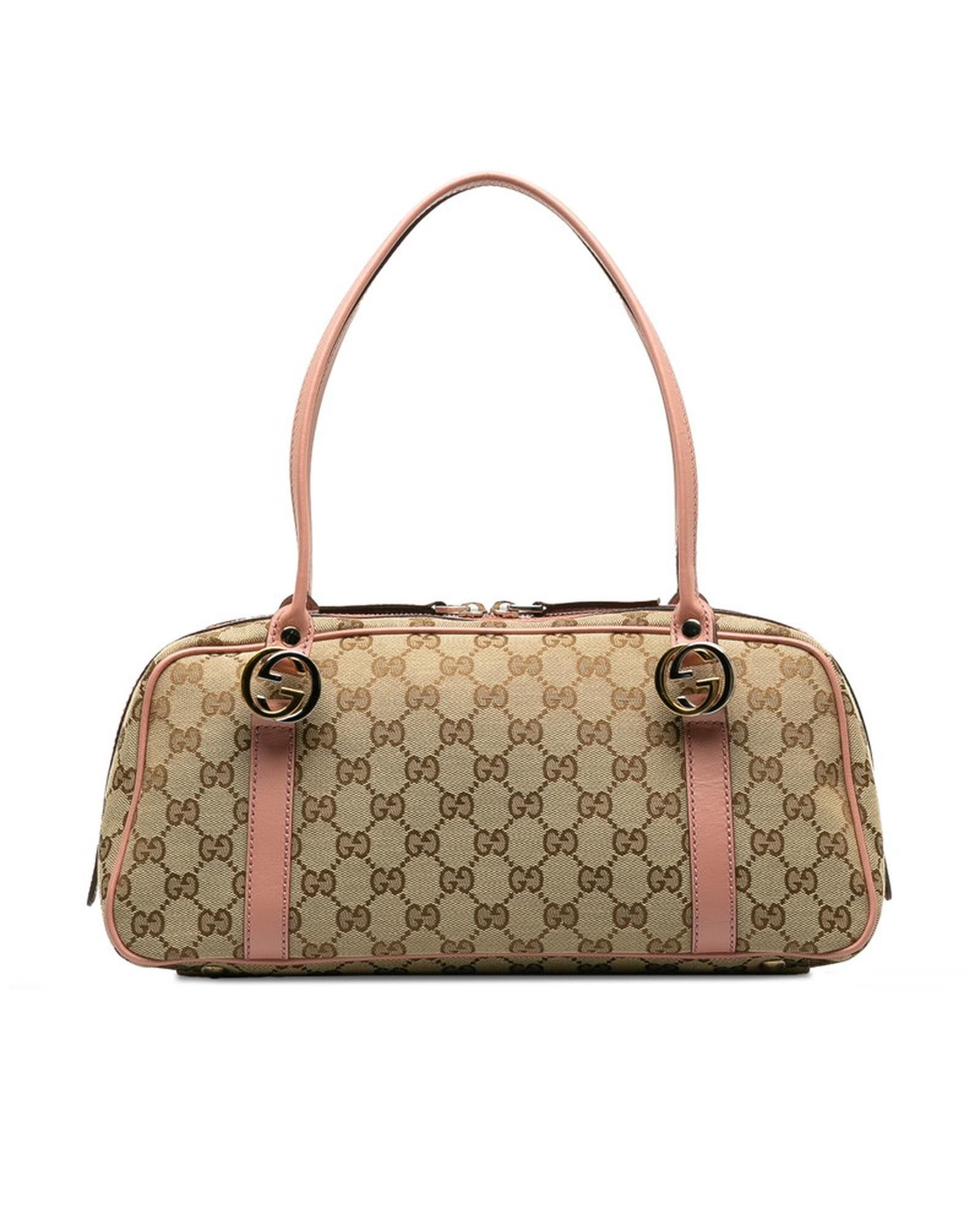 image of Gucci Canvas Twins Handbag In Brown - Excellent Condition, Women's