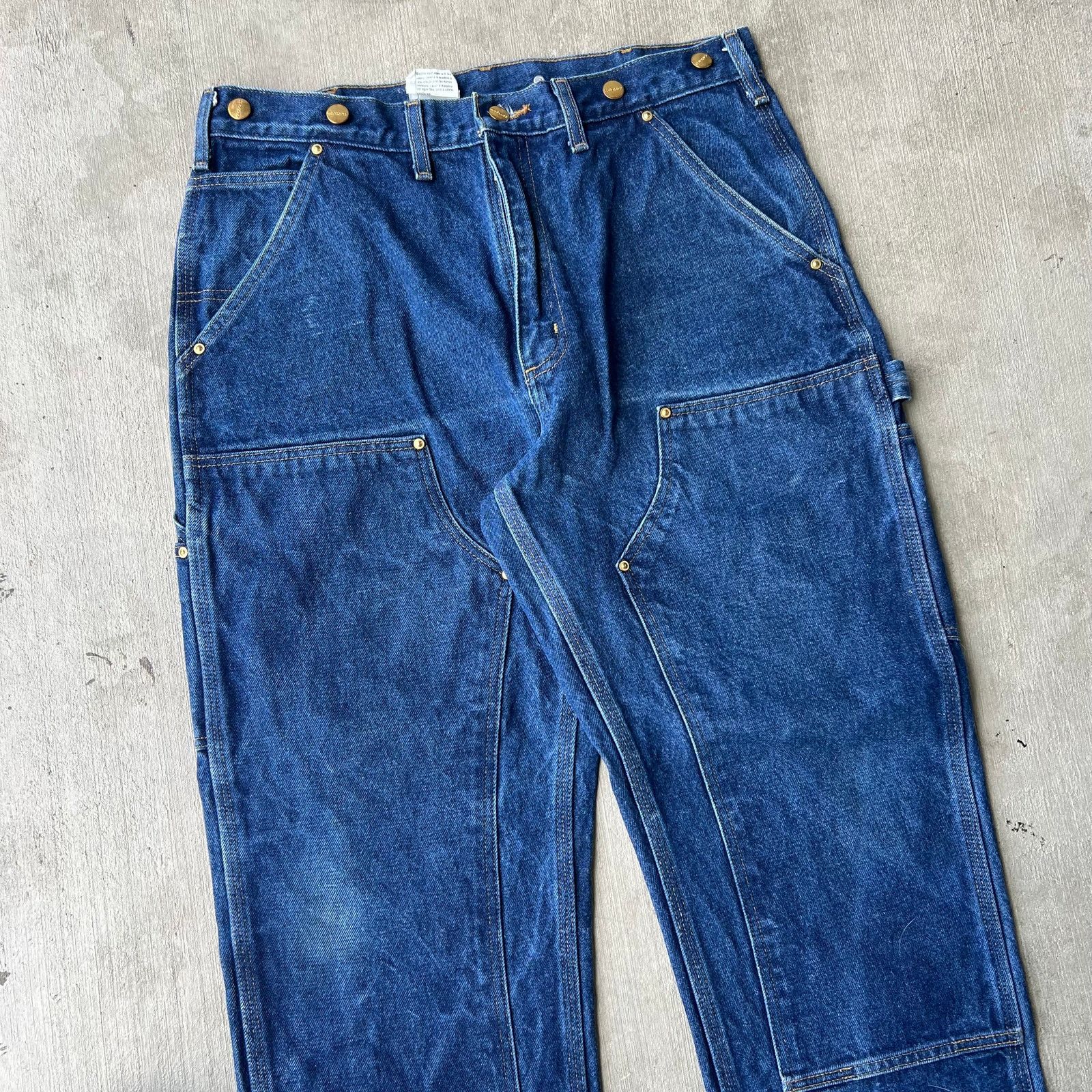 Carhartt × Vintage Carhartt B07 DNM denim blue jeans double knee work pants Size US 33 - 2 Thumbnail