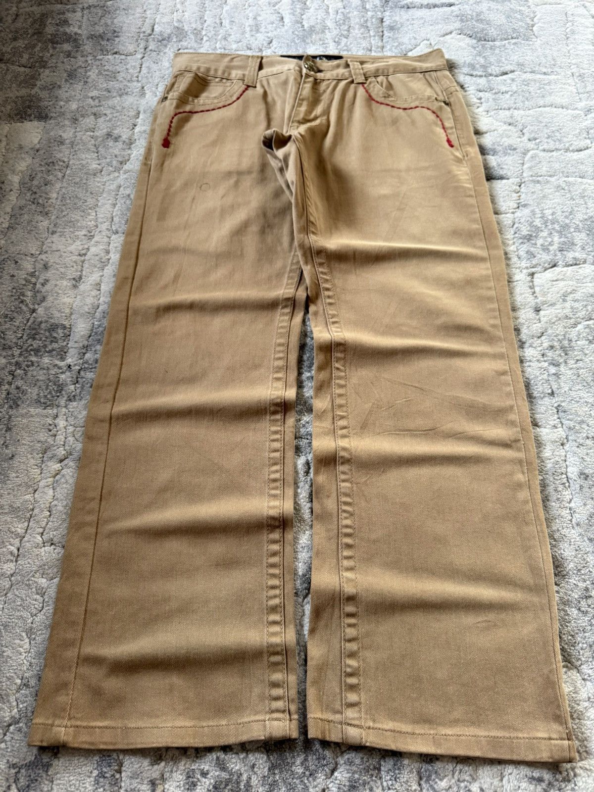 If Six Was Nine 2000s Red Pepper Japan Back Wing Chenille Embroidered Pants Size US 32 / EU 48 - 2 Thumbnail