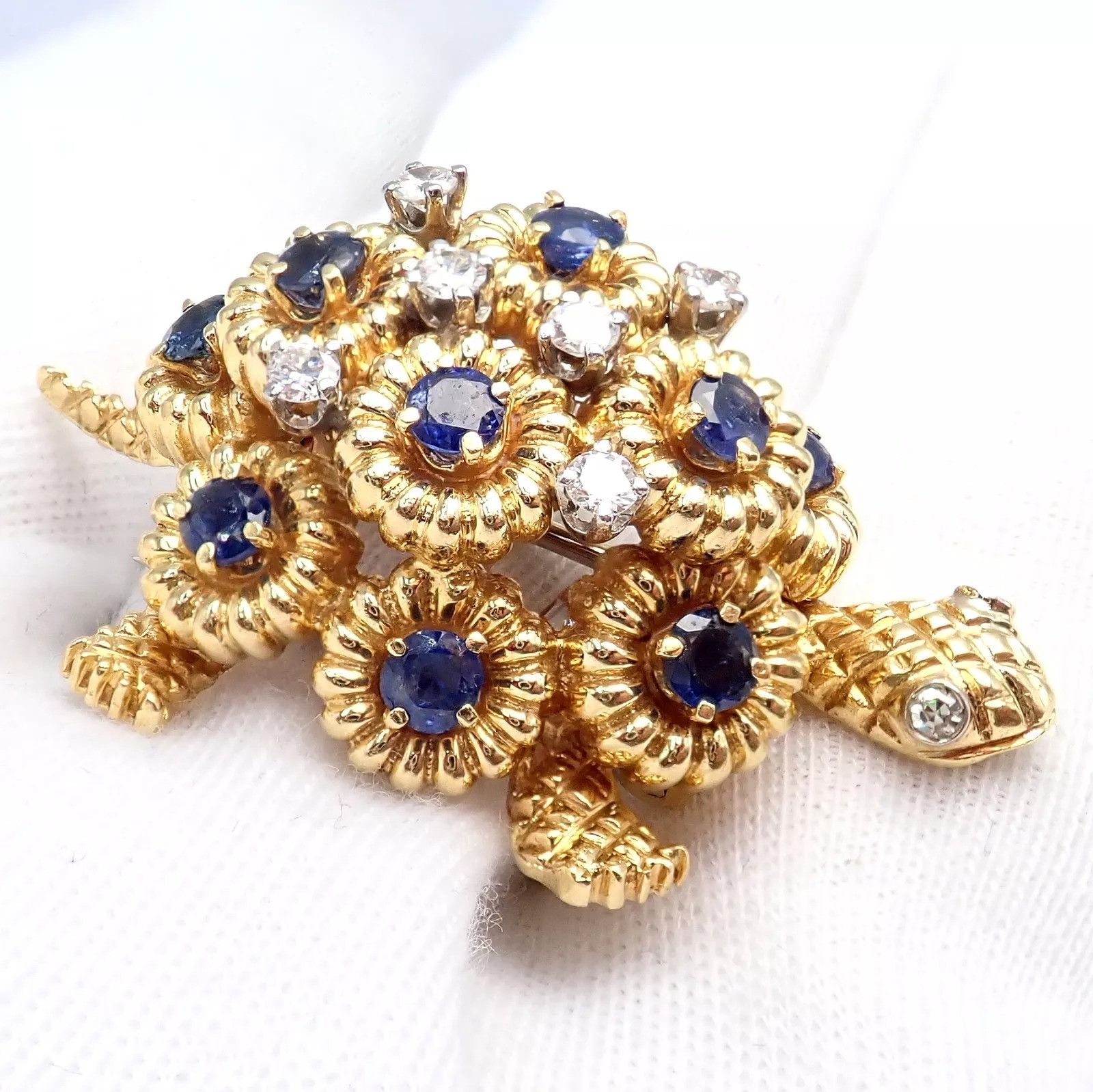 Tiffany & Co. Tiffany & Co. 18k Yellow Gold Diamond Sapphire Pin Brooch Size ONE SIZE - 7 Thumbnail