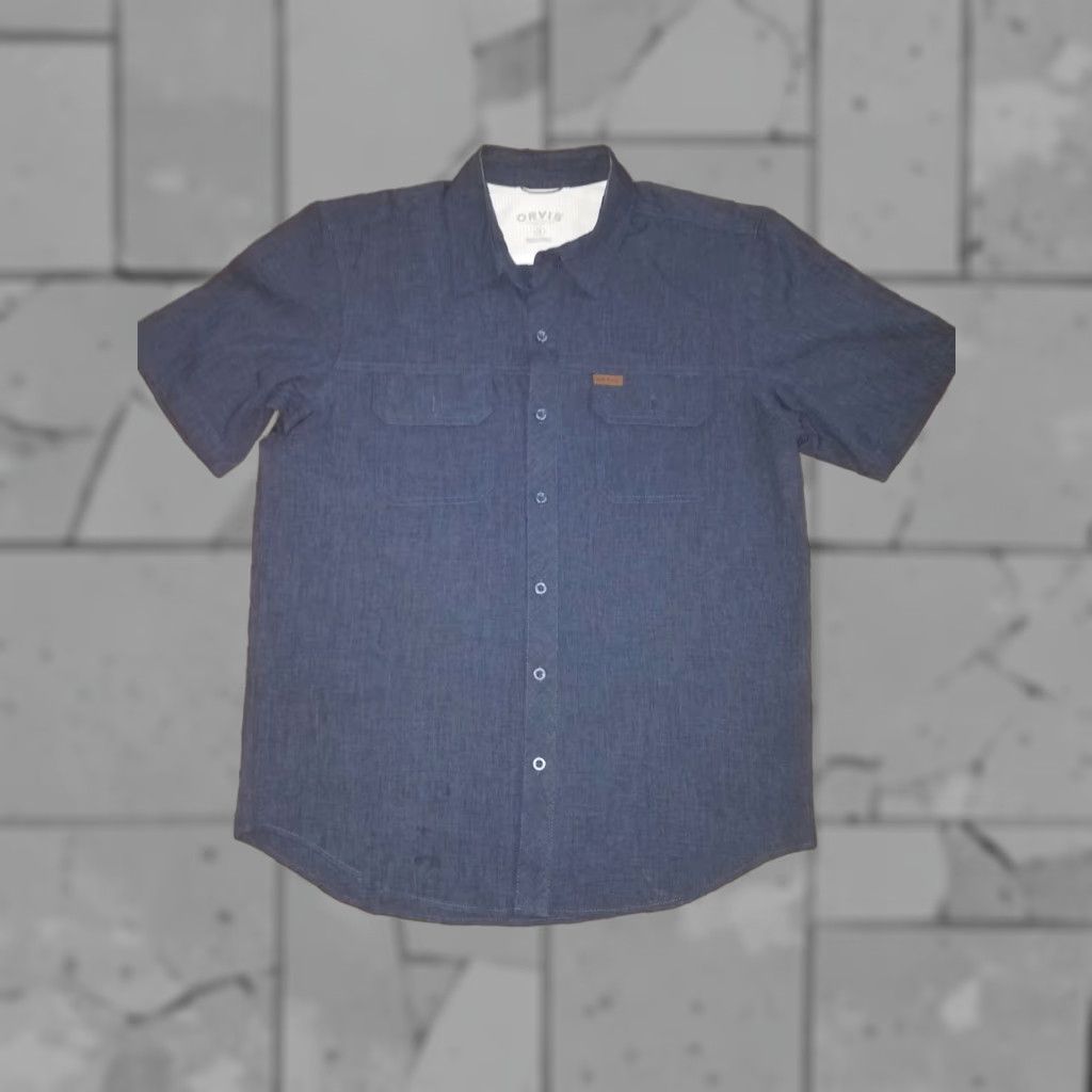 Orvis Orvis Navy Blue Short Sleeve Button-Down Shirt Mens M Size US M / EU 48-50 / 2 - 1 Thumbnail