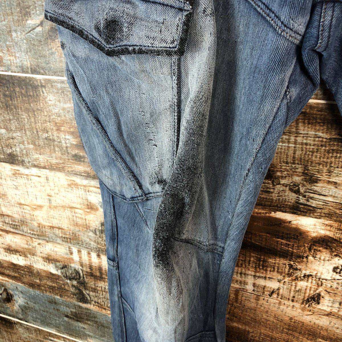 Japanese Brand Field Core Blue ripped Distressed Denim cargo Pants #A2126 Size US 29 - 13 Thumbnail