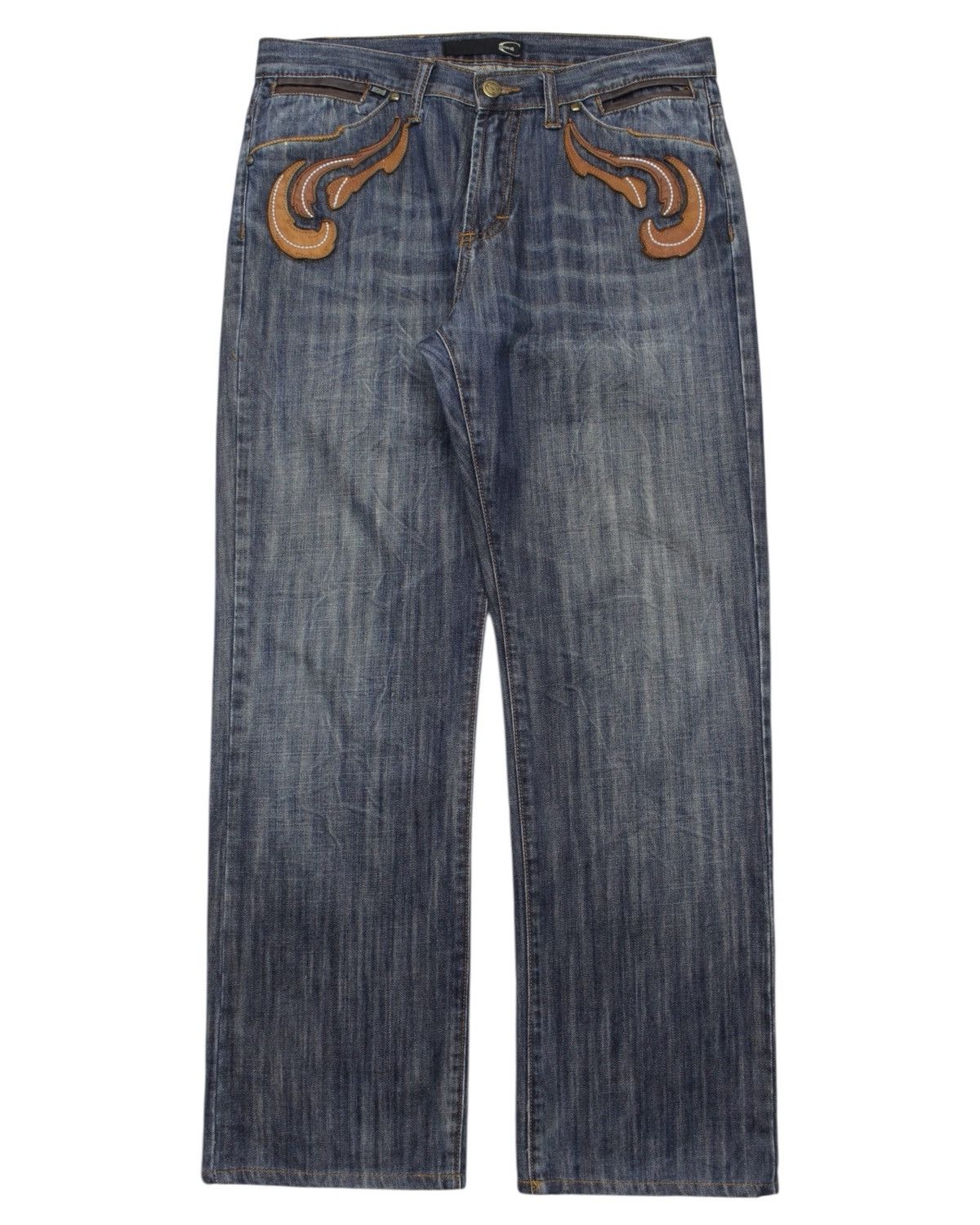 Roberto Cavalli 2000S JUST CAVALLI EMBROIDERED WESTERN DENIM JEANS Size US 31 - 1 Thumbnail