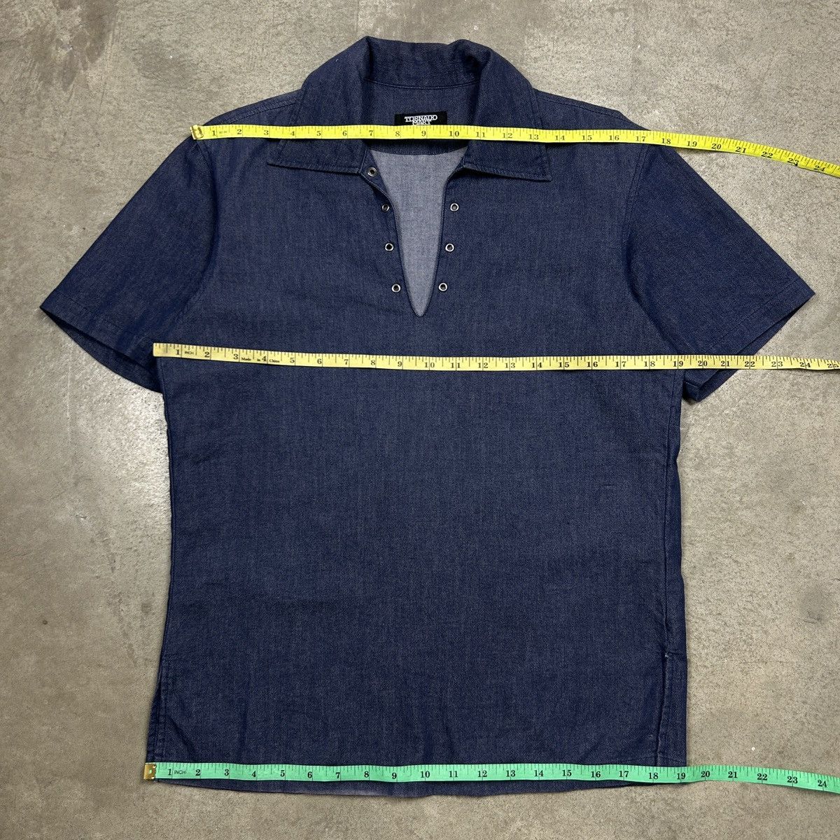 Japanese Brand × Tornado Mart Tornado Mart - Laceless Shirt Denim Size US M / EU 48-50 / 2 - 7 Thumbnail