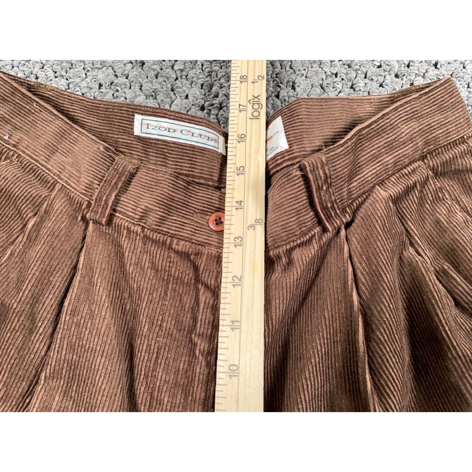 Izod IZOD Women's Pants Corduroy Pleated 14 Brown Lightweight Cotton Rayon 90s Casual Preppy, Inseam 31, High Rise, Straight Leg, Regular, IZOD Club Size 36" / US 14 / IT 50 - 7 Thumbnail