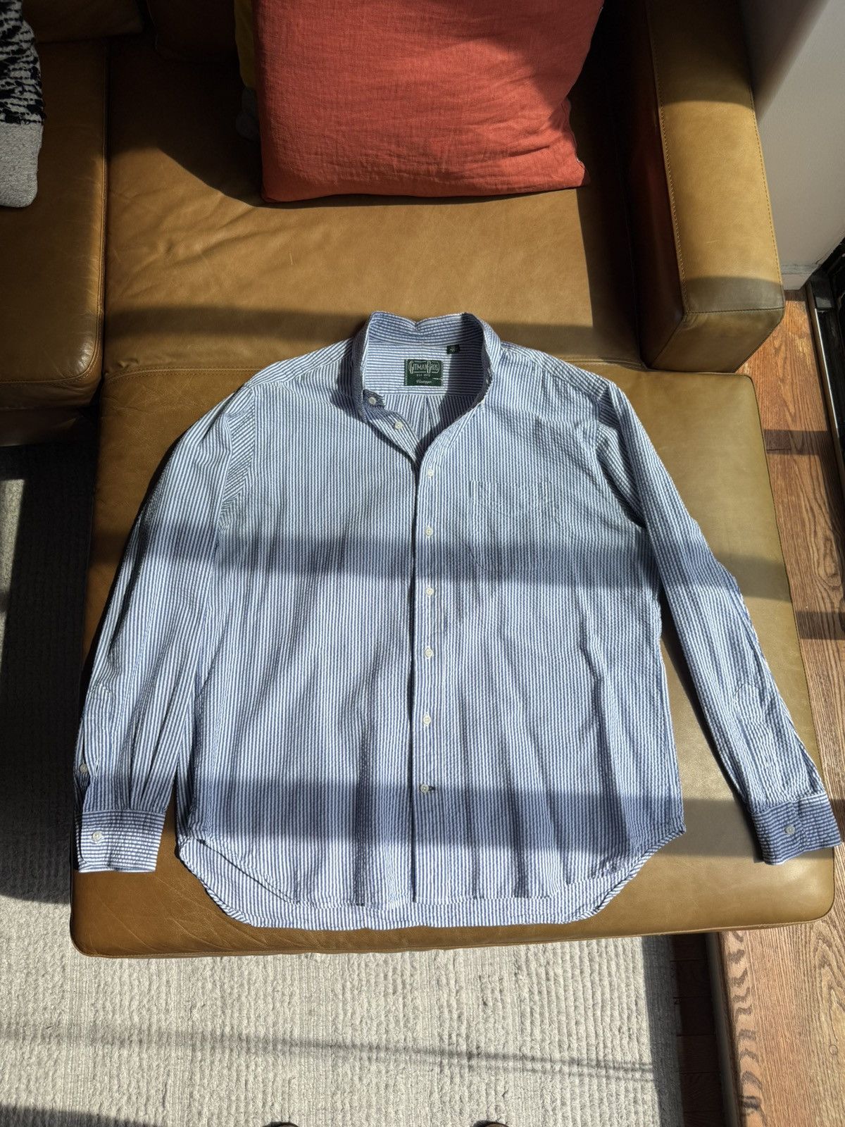 Gitman Bros. Vintage Gitman Bros Vintagr Blue Stripe Seersucker Shirt XXL Size US XXL / EU 58 / 5 - 8 Thumbnail