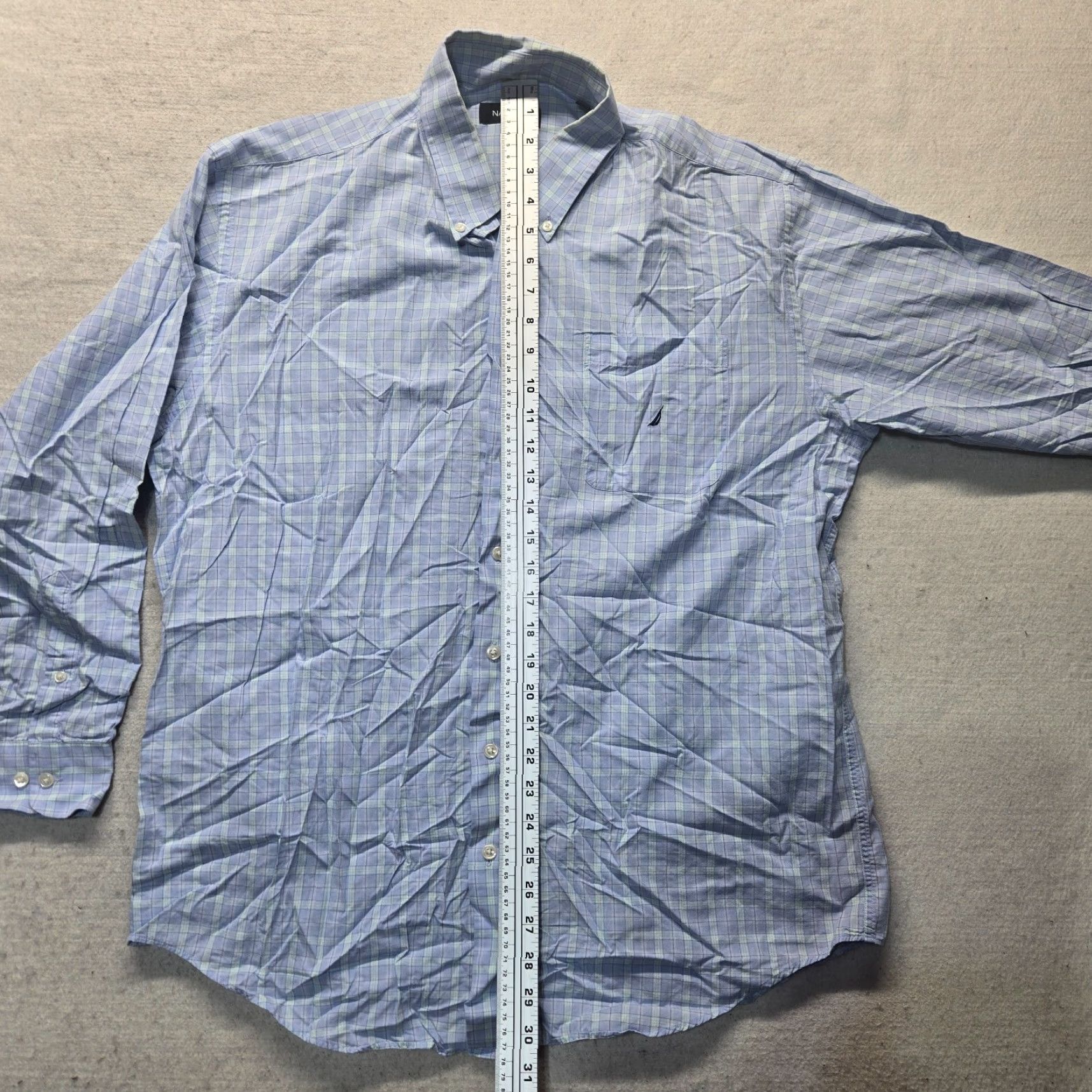 Nautica Nautica Button-Up Shirt Plaid Long Sleeve Cotton Adult Men's Size L Blue Button-Down Collared Wrinkle Resistant Shirt Mens Size US L / EU 52-54 / 3 - 6 Thumbnail