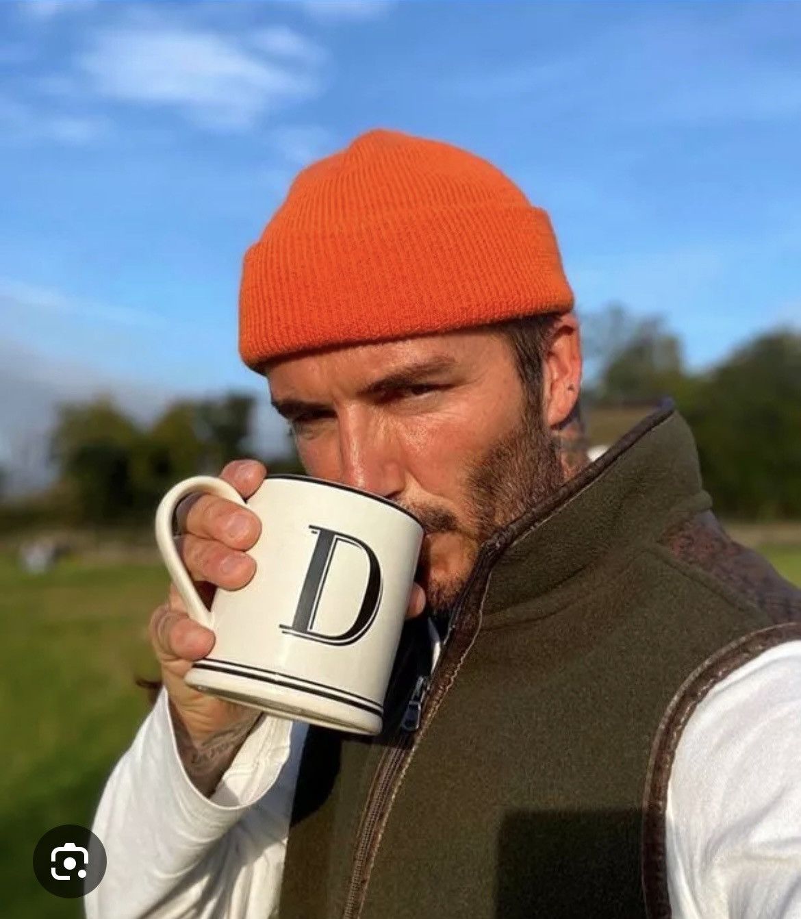 David Beckham × Japanese Brand Orange Beanie David Beckham Style Size ONE SIZE - 1 Thumbnail
