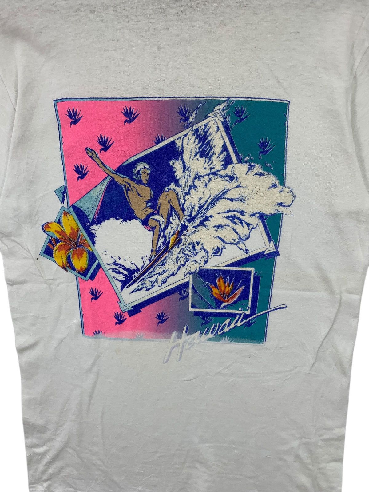 Vintage Vintage 80’ SUNSTROKES HAWAII SURF Artwork Tee Shirt Top Size US S / EU 44-46 / 1 - 5 Thumbnail