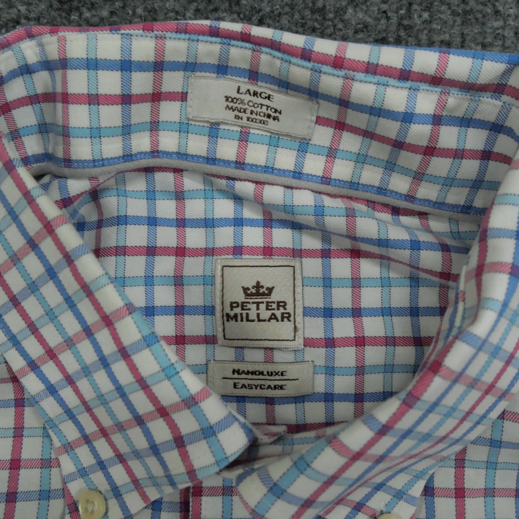 Peter Millar Peter Millar Shirt Mens Large Blue Red Plaid Button Up Long Sleeve Nanoluxe Knit Cotton Casual Classic Preppy Logo Mens Size US L / EU 52-54 / 3 - 3 Thumbnail