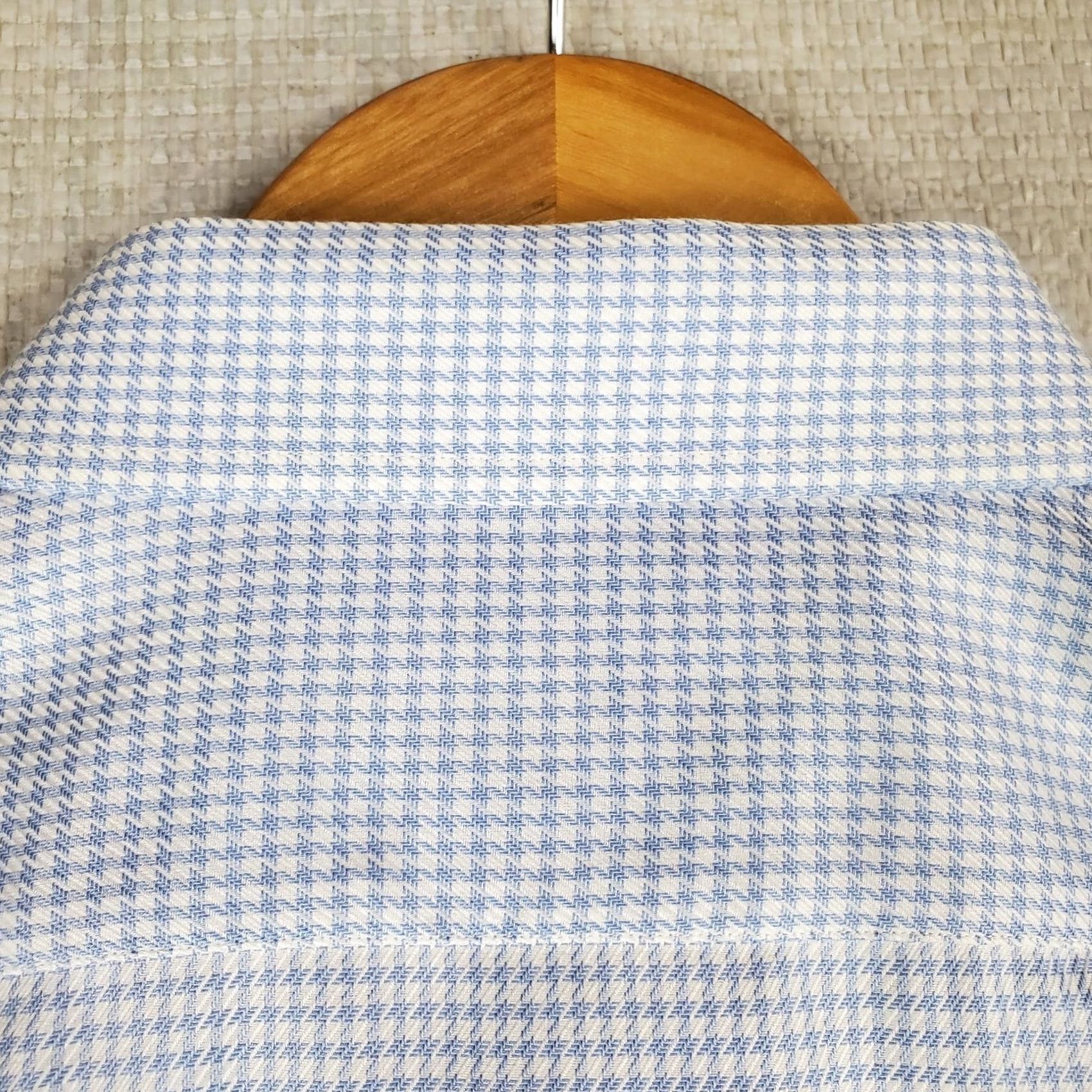 Loro Piana VINTAGE Loro Piana Mens Button-Up Shirt Houndstooth Twill Blue 17/32 Size US XL / EU 56 / 4 - 6 Thumbnail