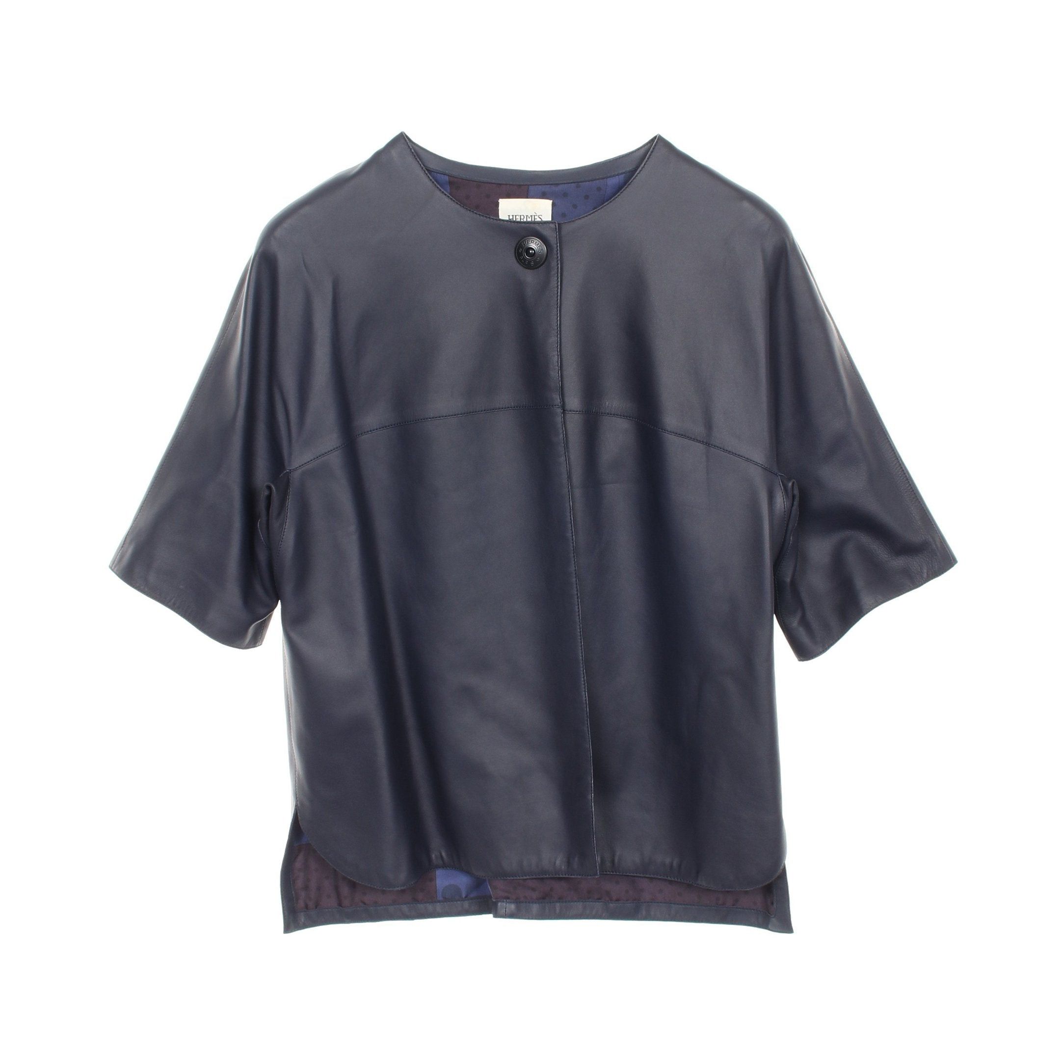 Hermes Hermes Clic Clac A Pois Jacket Short Sleeve Lambskin Dark Navy Size ONE SIZE - 1 Thumbnail