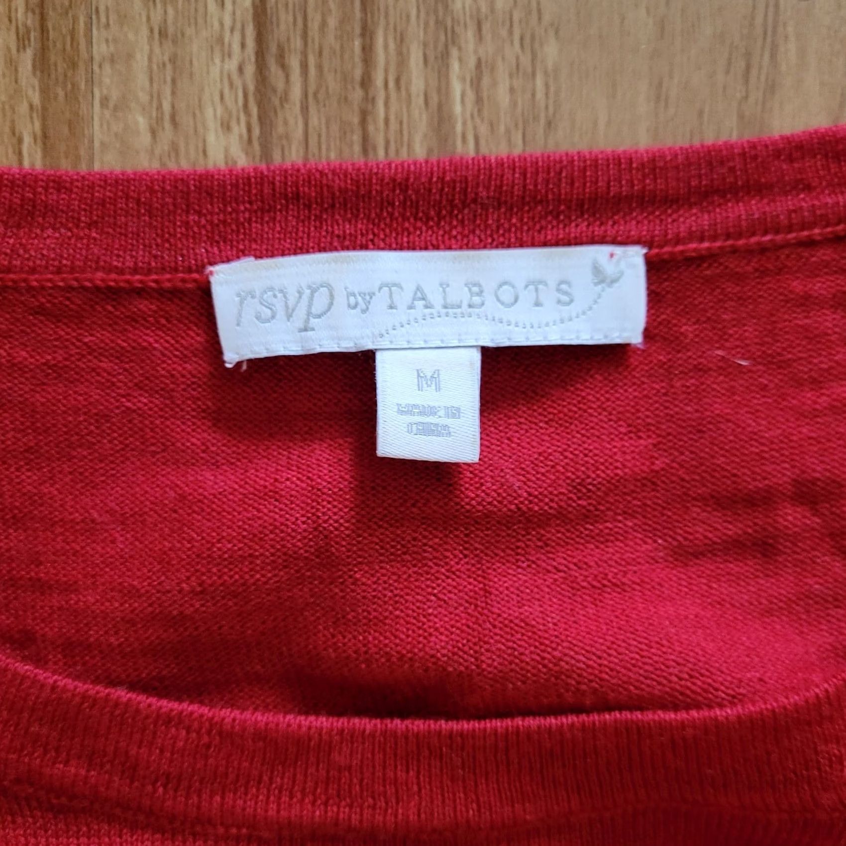 Talbots RSVP By Talbots Sweater Womens Medium Red Merino Wool Bell Sleeve With Tie Top Size M / US 6-8 / IT 42-44 - 4 Thumbnail