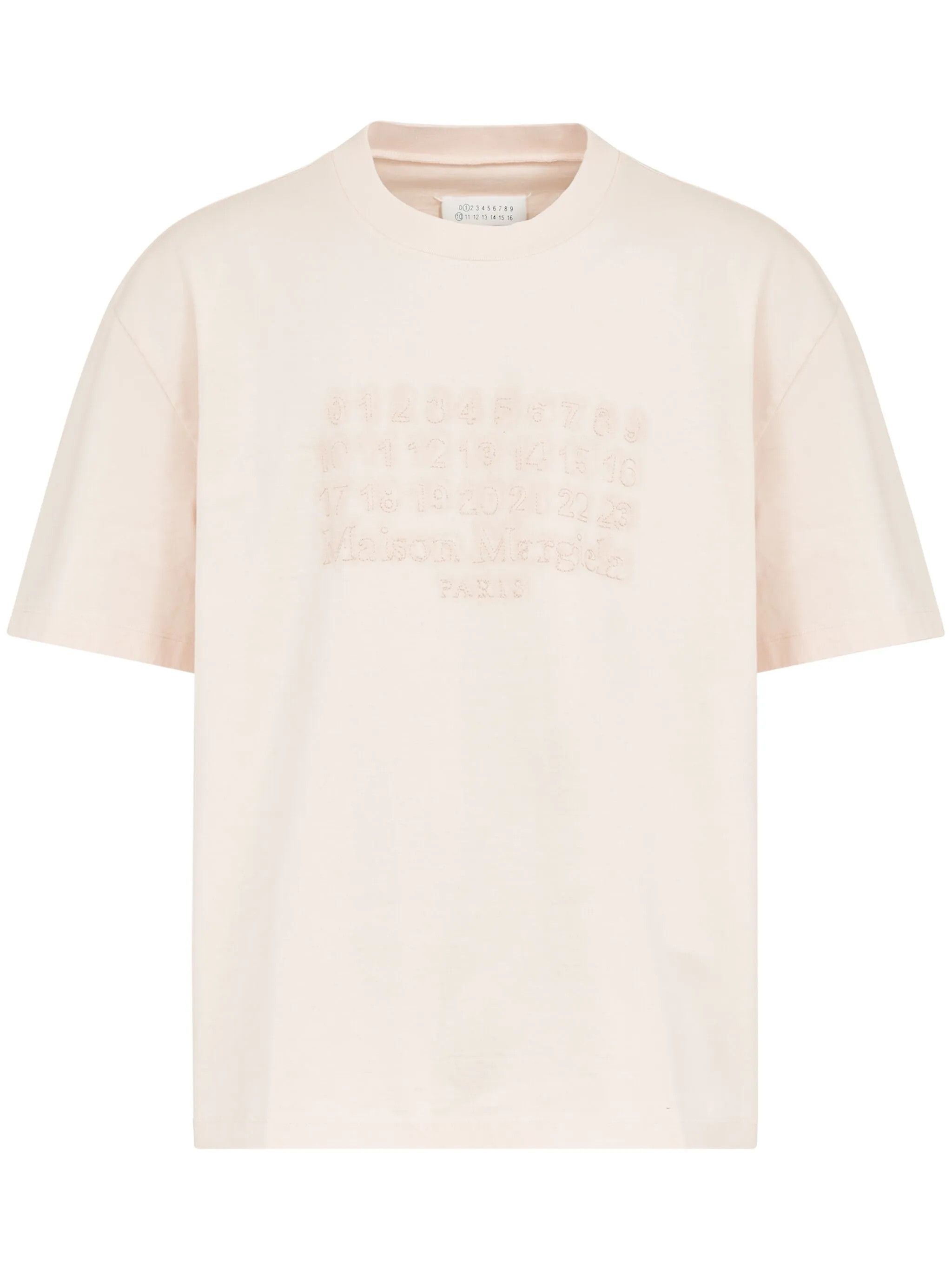 Maison Margiela o1w1db11225 Logo-embroidered Cotton T-Shirt in Light Pink Size US M / EU 48-50 / 2 - 1 Thumbnail