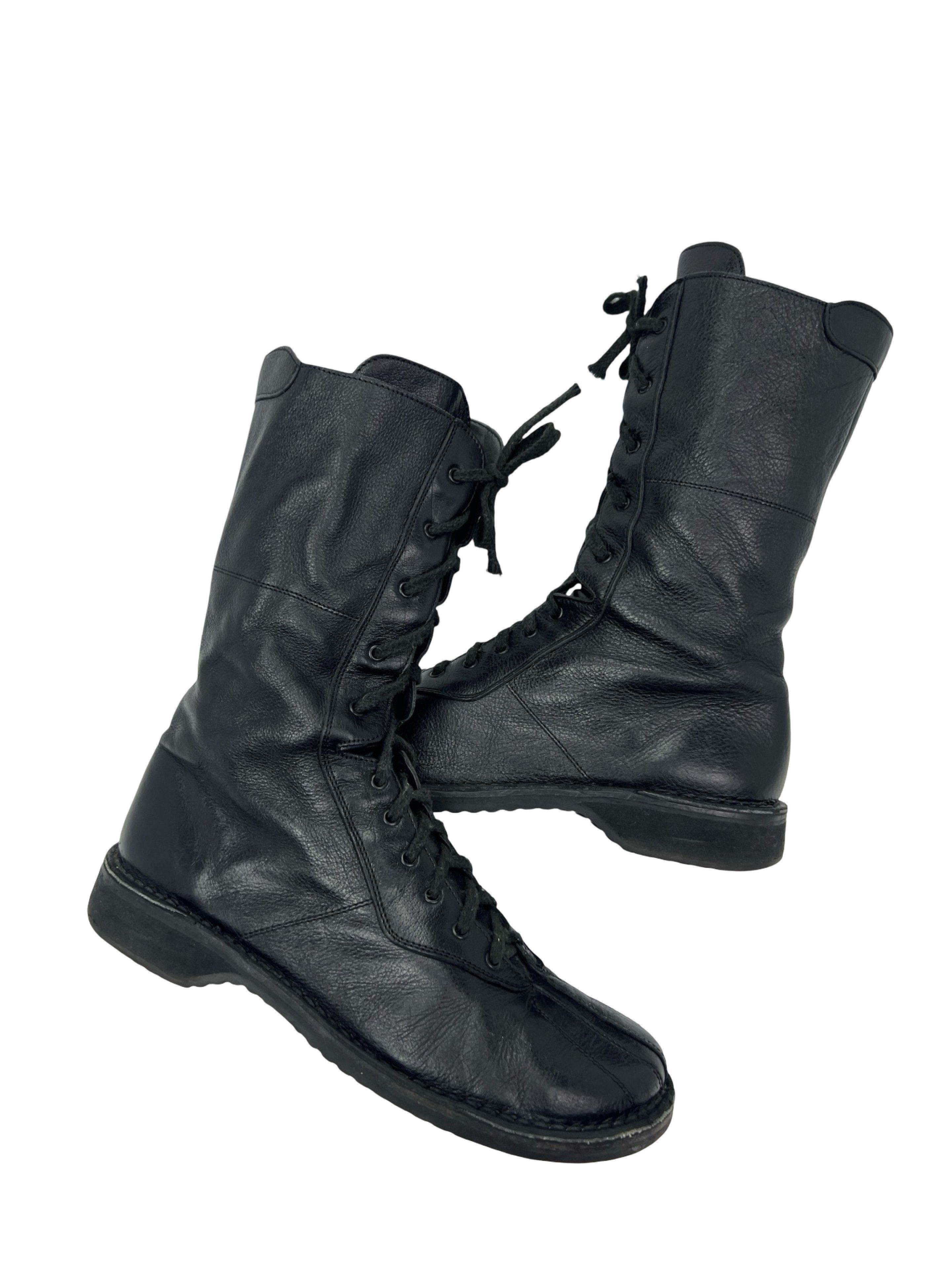 Vintage Vintage Avant Garde Laced Up Combat Leather Boots Size US 10 / IT 40 - 1 Thumbnail