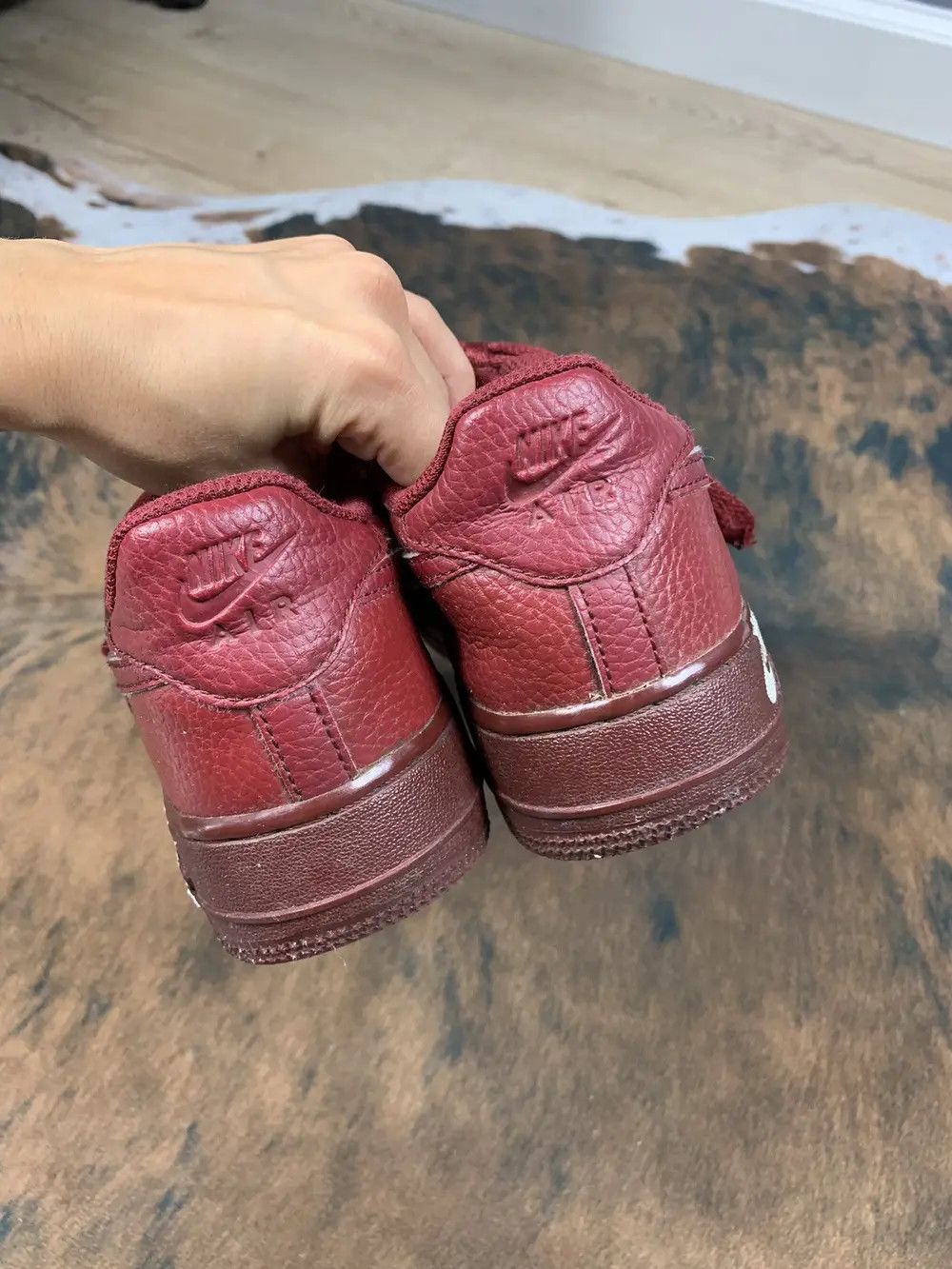 Nike Nike Air Force 1 Low Burgundy Leather Sneakers Rare Size US 5.5 / IT 35.5 - 3 Thumbnail