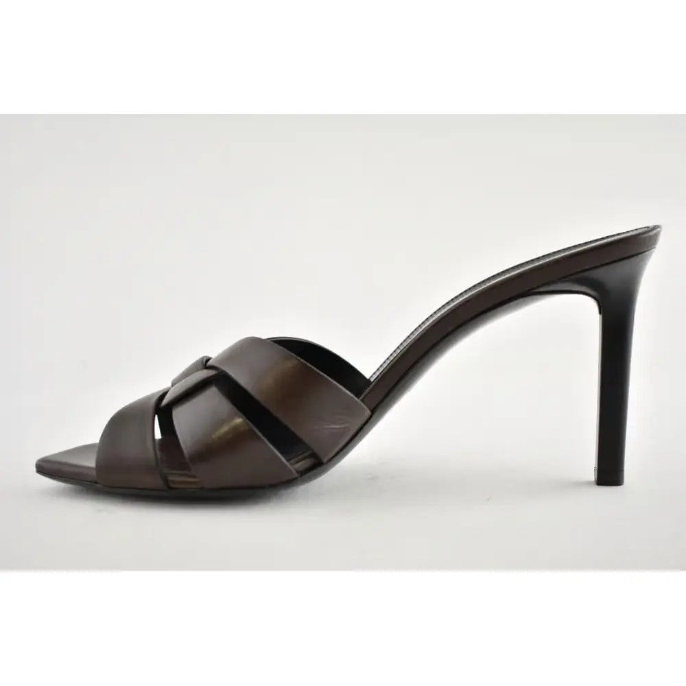 Saint Laurent Paris o1b1hav111024 Tribute Leather Mules in Purple Size US 10 / IT 40 - 9 Thumbnail