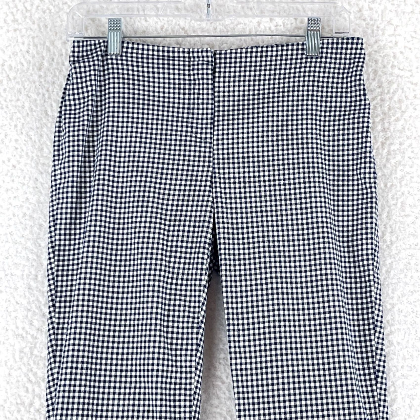 J. Jill J. Jill Blue Gingham Straight Leg Pants Womens Size 4P Low-Rise Flat Front Pull On Size 27" / US 4 / IT 40 - 2 Thumbnail