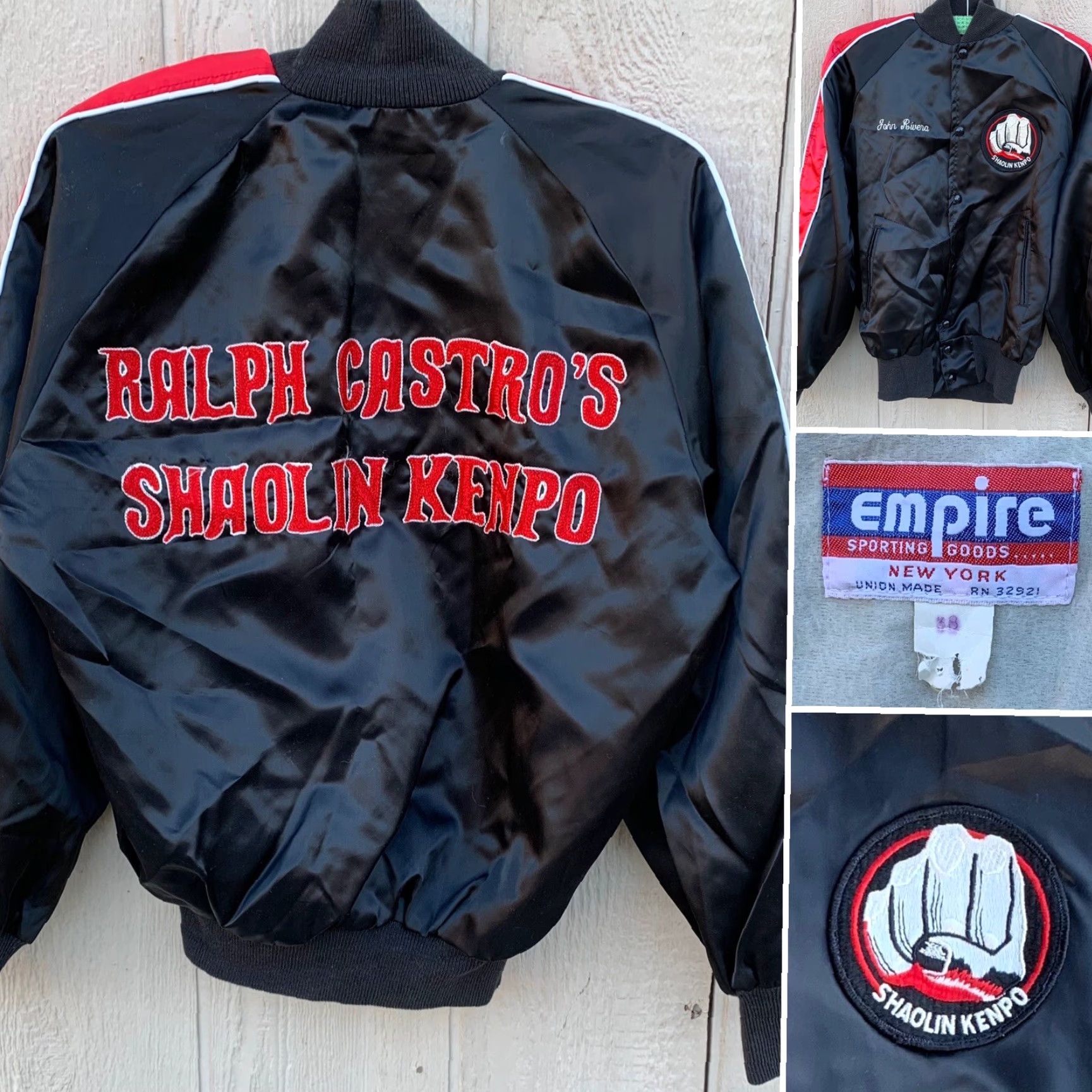 Vintage VINTAGE Ralph Castros Shaolin Kenpo Satin Jacket Union Made Size 38 Men Bomber Jacket Satin Nylon Embroidered 1980s Vintage Empire Sporting Goods NYC Size US XXS / EU 40 - 2 Thumbnail