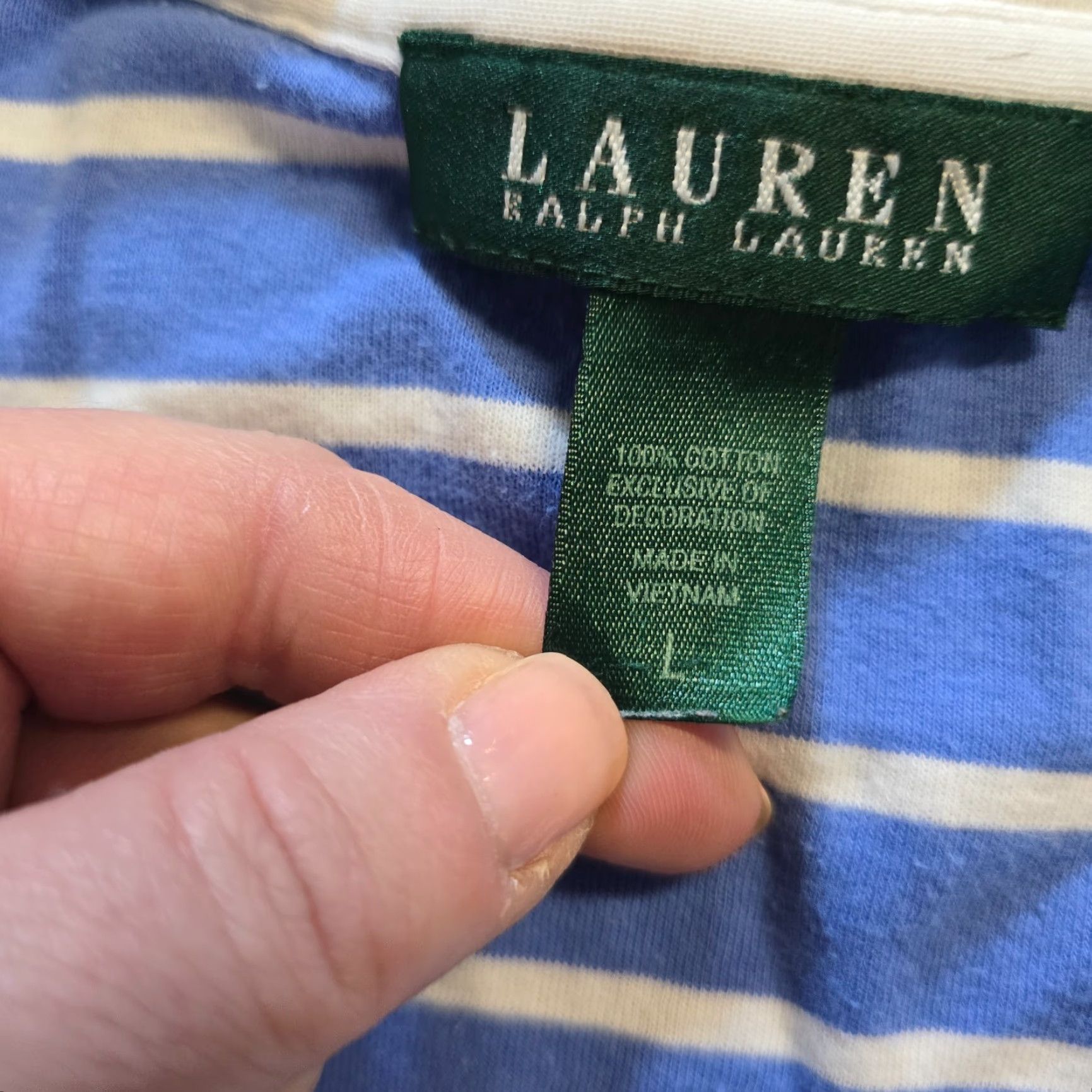 Ralph Lauren Lauren Ralph Lauren Top Womens Size L Blue Striped Henley Embroidery Preppy T-Shirt Shirt Short Sleeve Casual Knit Cotton Basic Regular Womens Size L / US 10 / IT 46 - 5 Thumbnail