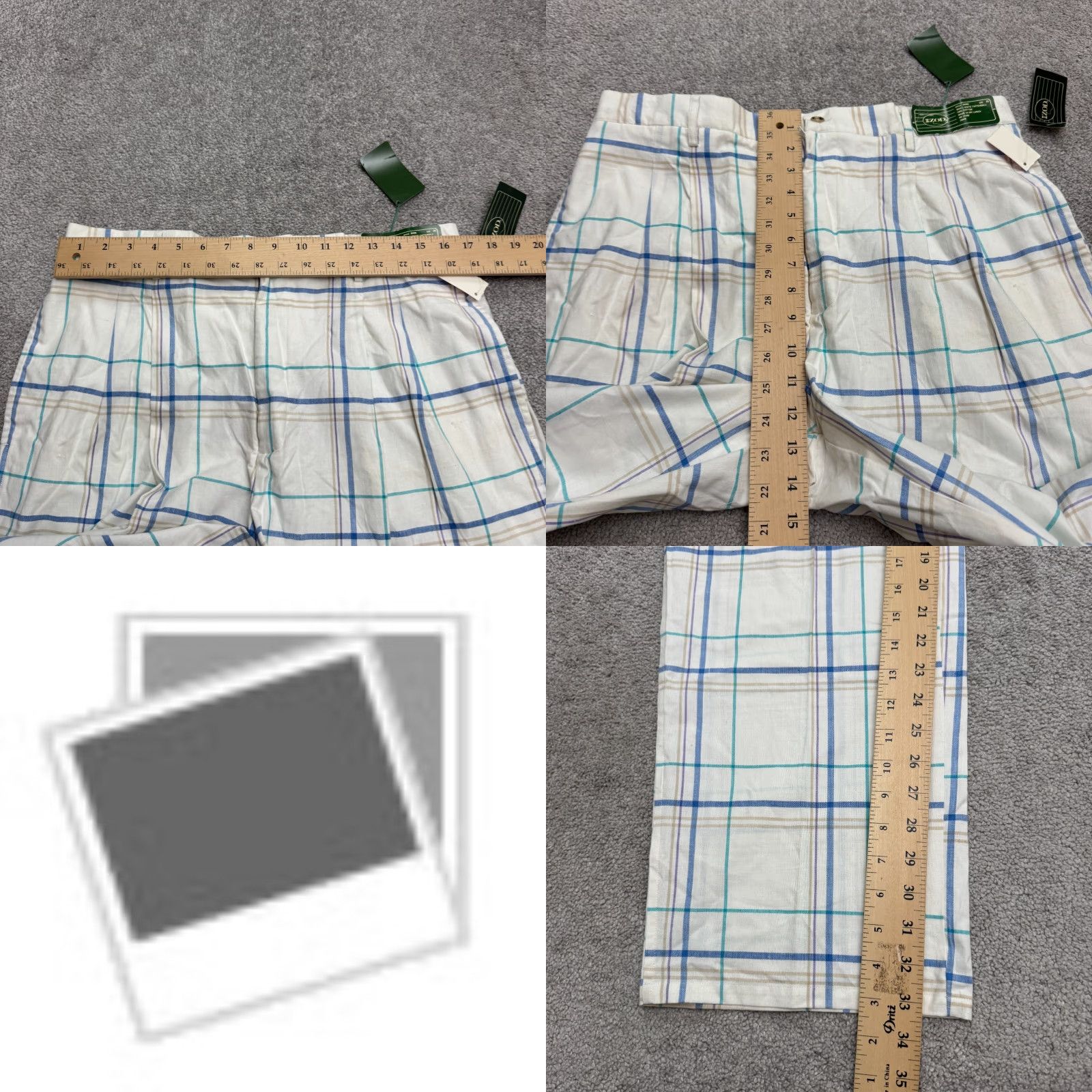 Izod VINTAGE IZOD Plaid Cotton Pants Men 36R Blue White Straight Leg Chino Casual Workwear 90s Mens NWD Size US 36 / EU 52 - 9 Thumbnail