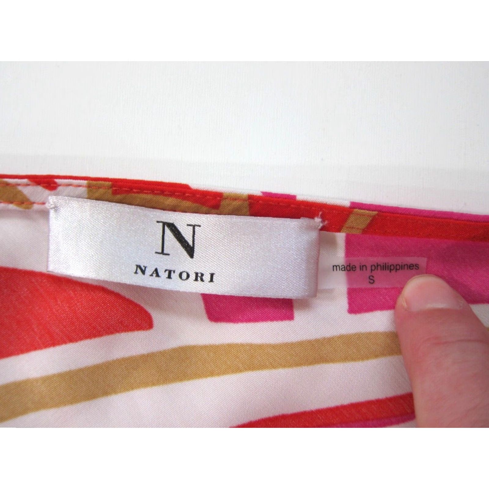 Vintage Natori Pink Orange White Geometric Cap Sleeve Tent A-Line Sheath Tunic Dress S Size S / US 4 / IT 40 - 4 Thumbnail