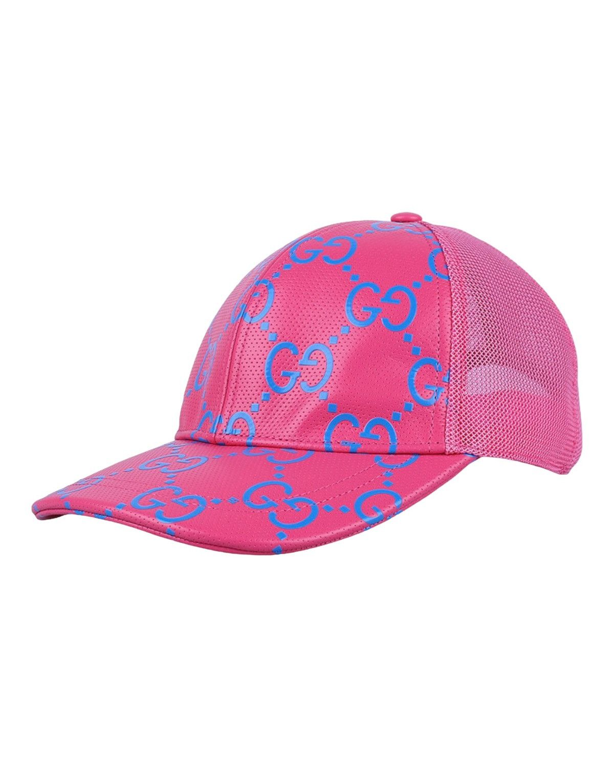 image of Gucci 7288534Hawh8972 Leather GG Monogram Trucker Cap in Pink, Men's