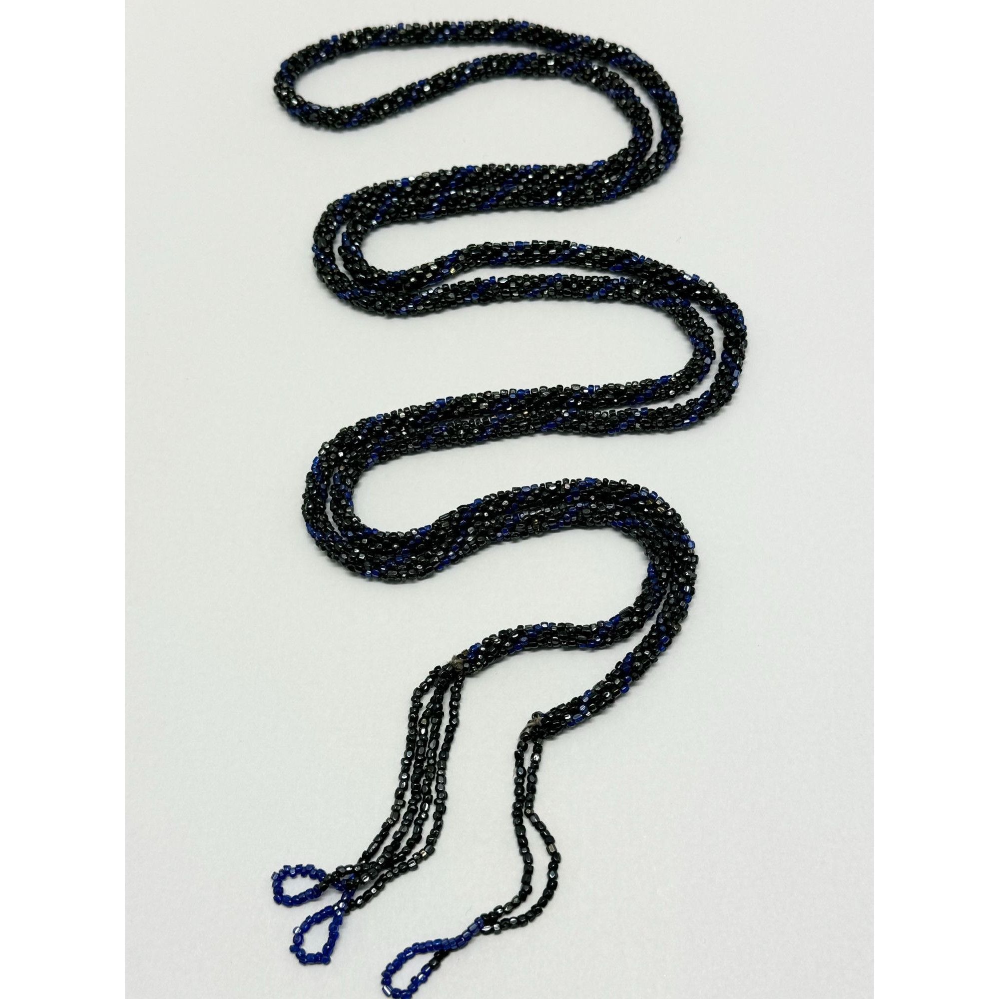 Vintage Art Deco estate beaded stripe flapper tassel lariat rope nec Size ONE SIZE - 3 Thumbnail