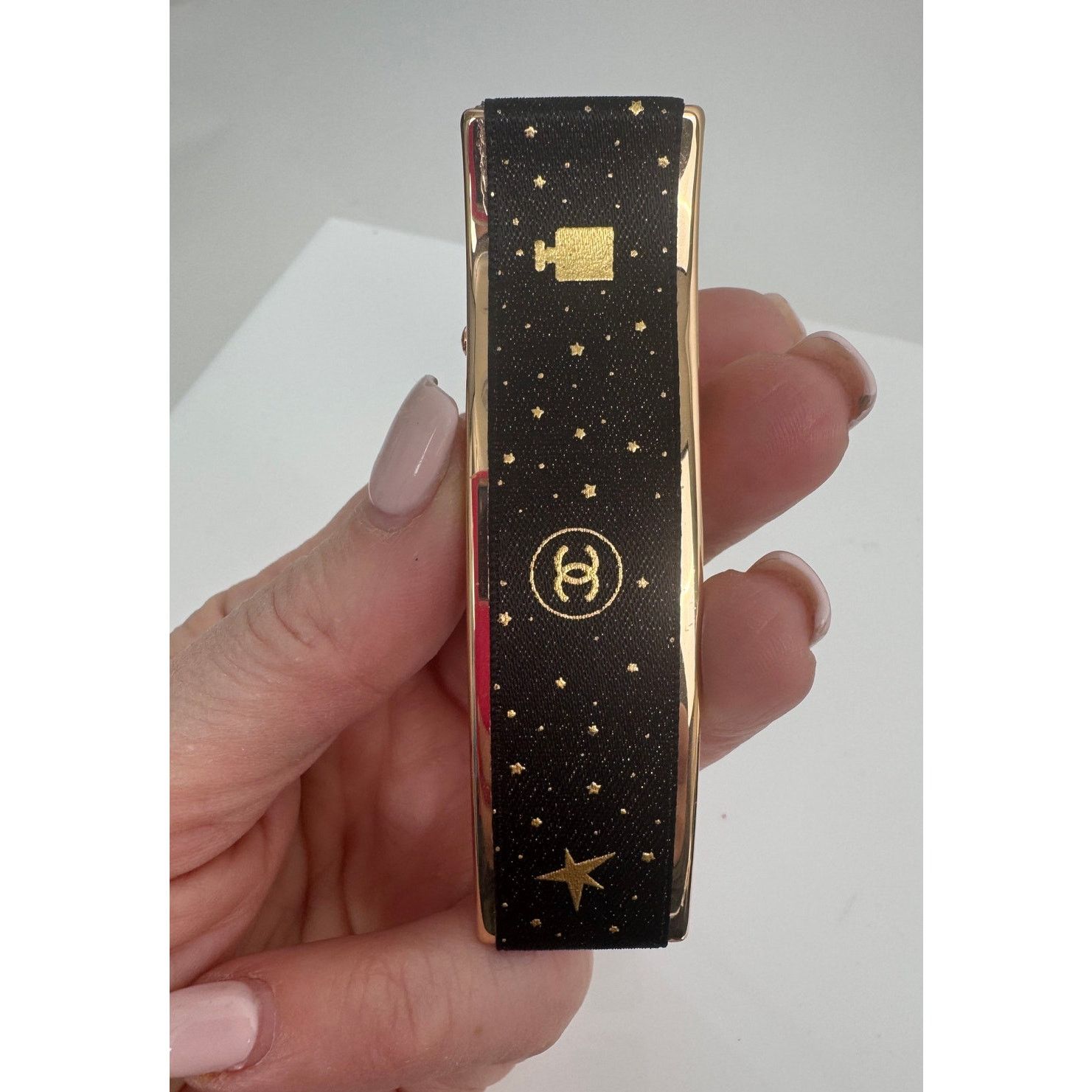 Chanel Chanel Black & Gold Logo Star Print Hair Barrette Clip Size ONE SIZE - 2 Thumbnail