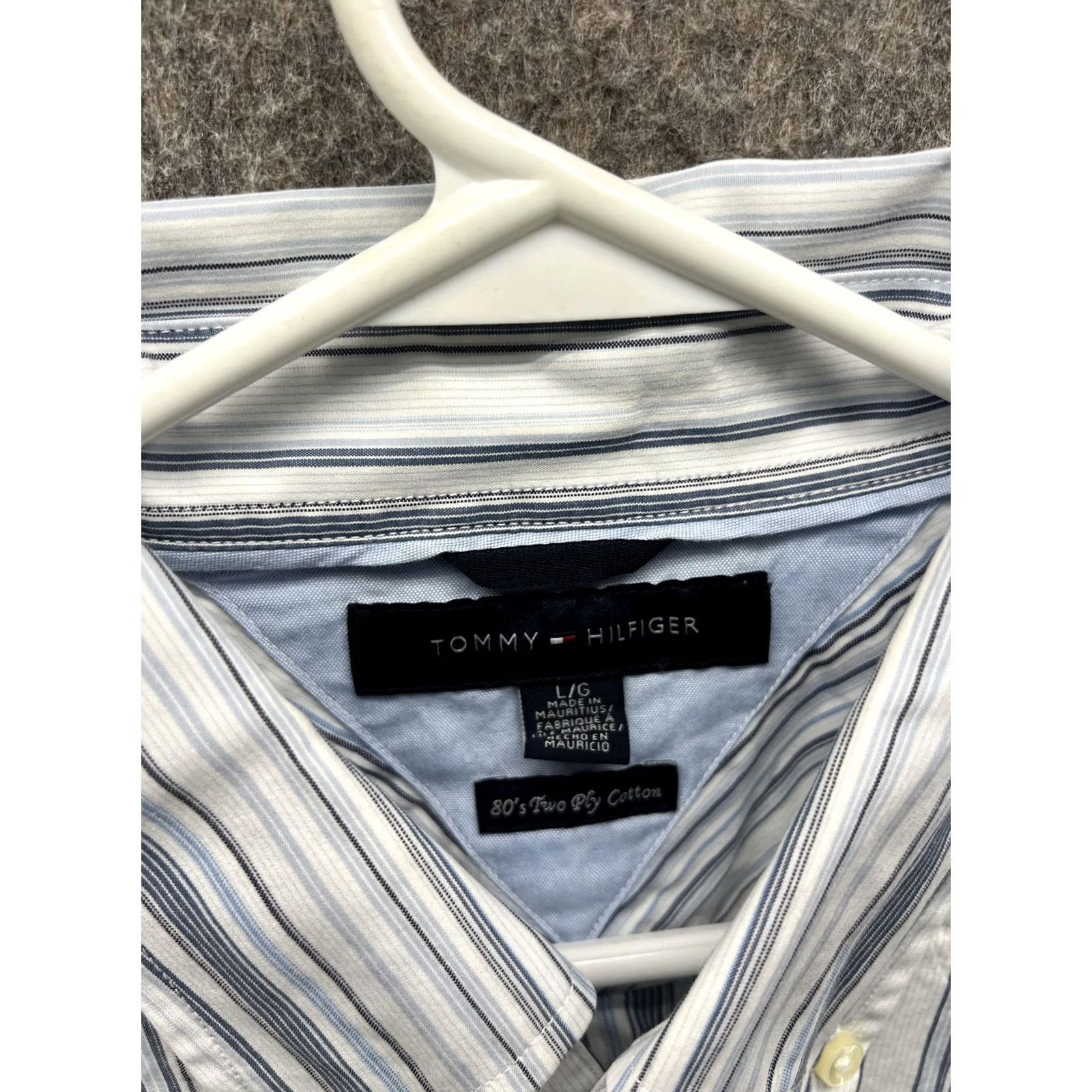 Tommy Hilfiger Tommy Hilfiger Shirt Mens Large Blue Striped Long Sleeve Button-Down Casual Size US L / EU 52-54 / 3 - 6 Thumbnail