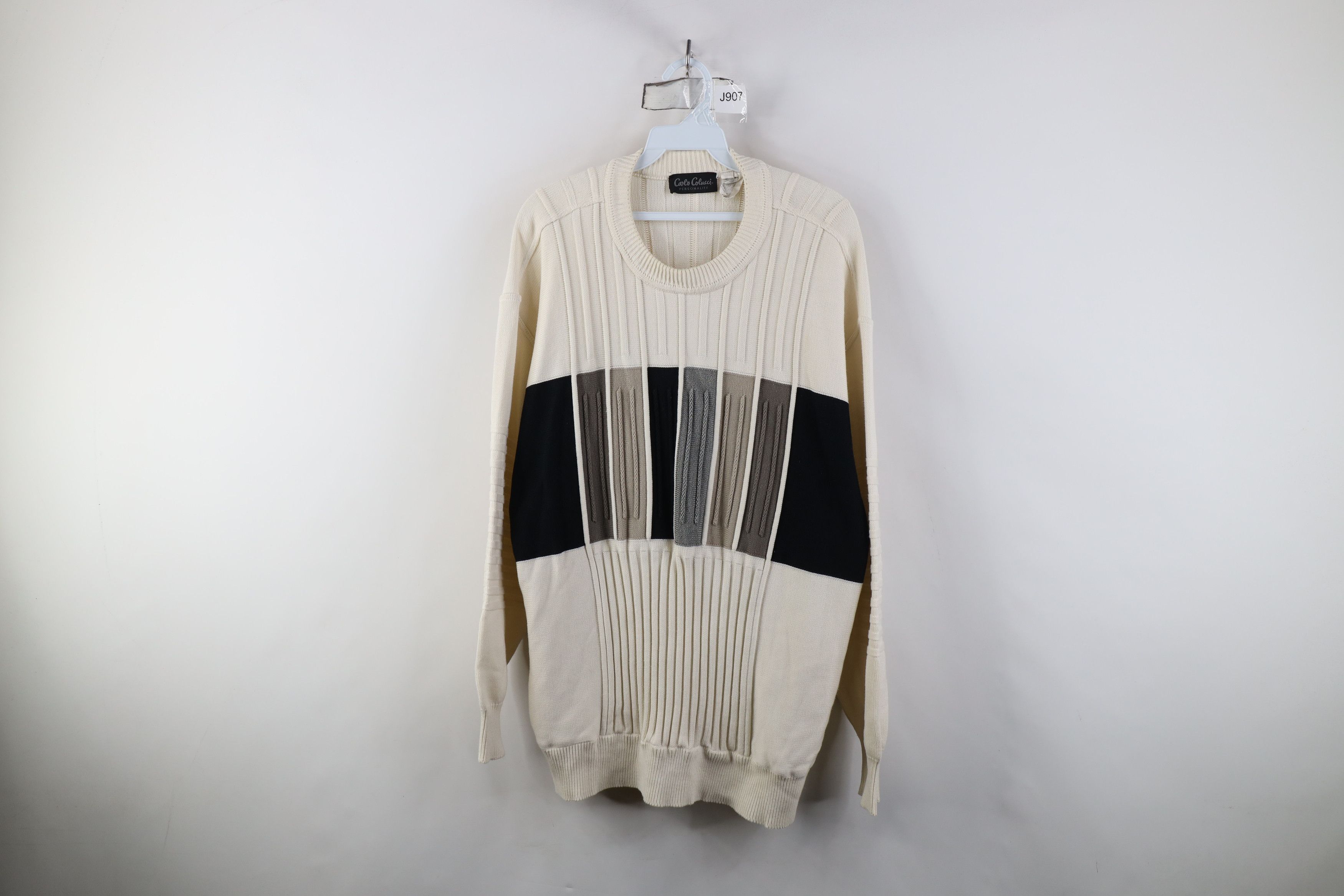 Vintage Vintage 90s Streetwear Block Ribbed Knit Crewneck Sweater Size US XXL / EU 58 / 5 - 1 Thumbnail