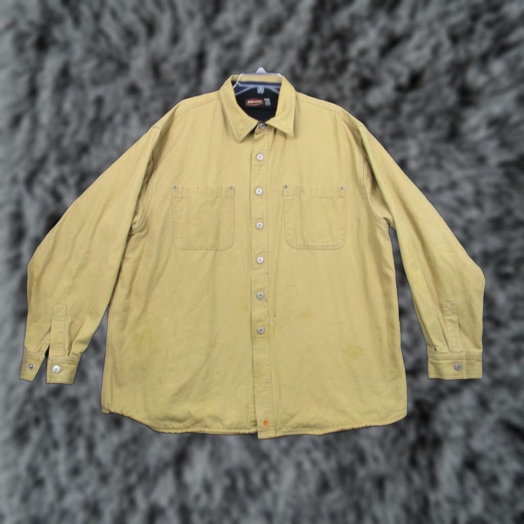 Vintage Jesse James Work Jacket Mens 2XL Canvas Button-Up Dual Pocket Lined Beige Industrial Camouflage? (No, keep to original words) Size US XXL / EU 58 / 5 - 1 Thumbnail