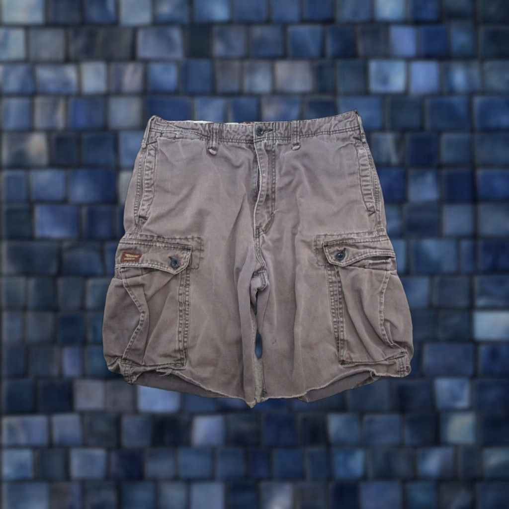 American Eagle Outfitters American Eagle Outfitters Cargo Shorts Mens 34 Beige Flat Front Casual Cotton Blend Cotton Gray Solid Pockets Belt Loops Classic 90s? No Size US 32 / EU 48 - 1 Thumbnail